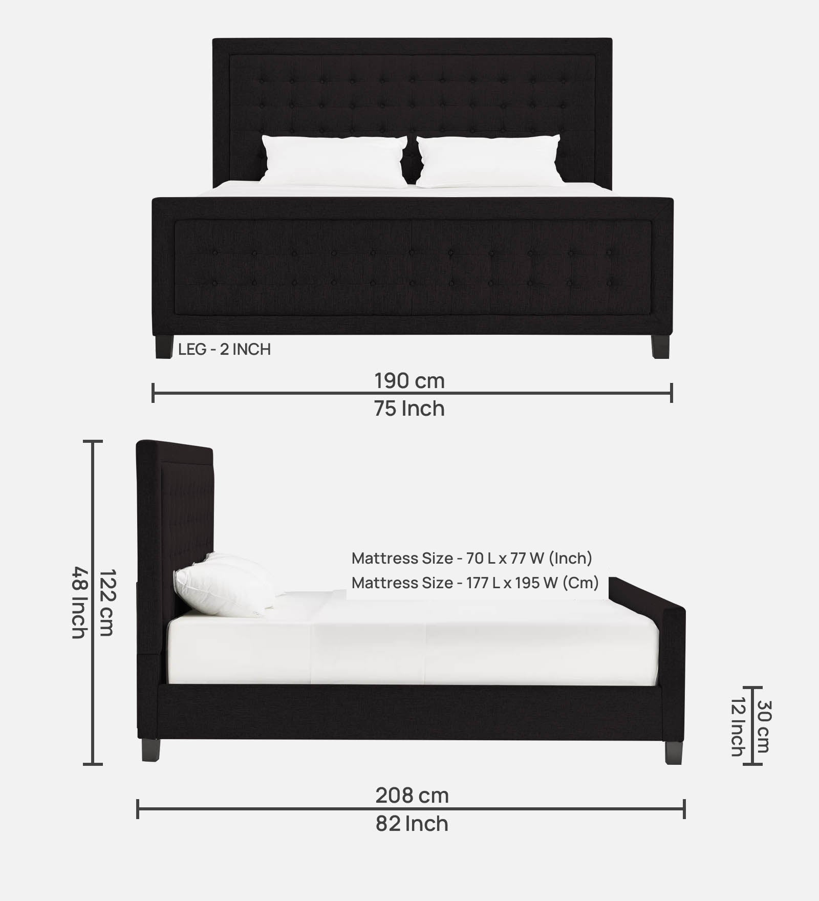 Kaster Fabric King Size Bed In Cara Brown Colour - Febonic Living