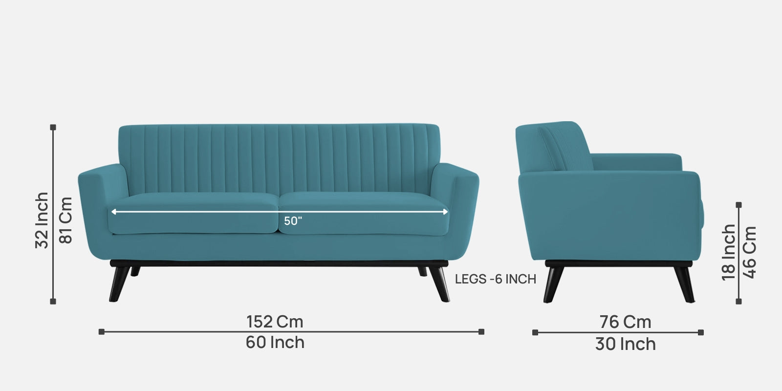 Tucker Velvet 2 Seater Sofa In Aqua Blue Colour - Febonic Living