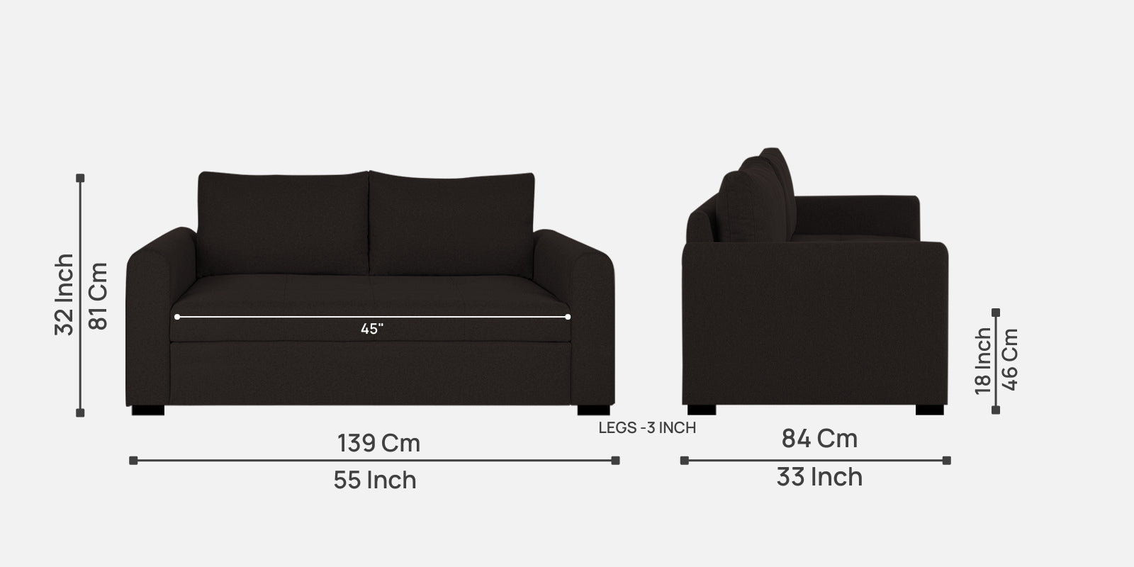 Sigma Fabric 2 Seater Sofa In Cara Brown Colour - Febonic Living