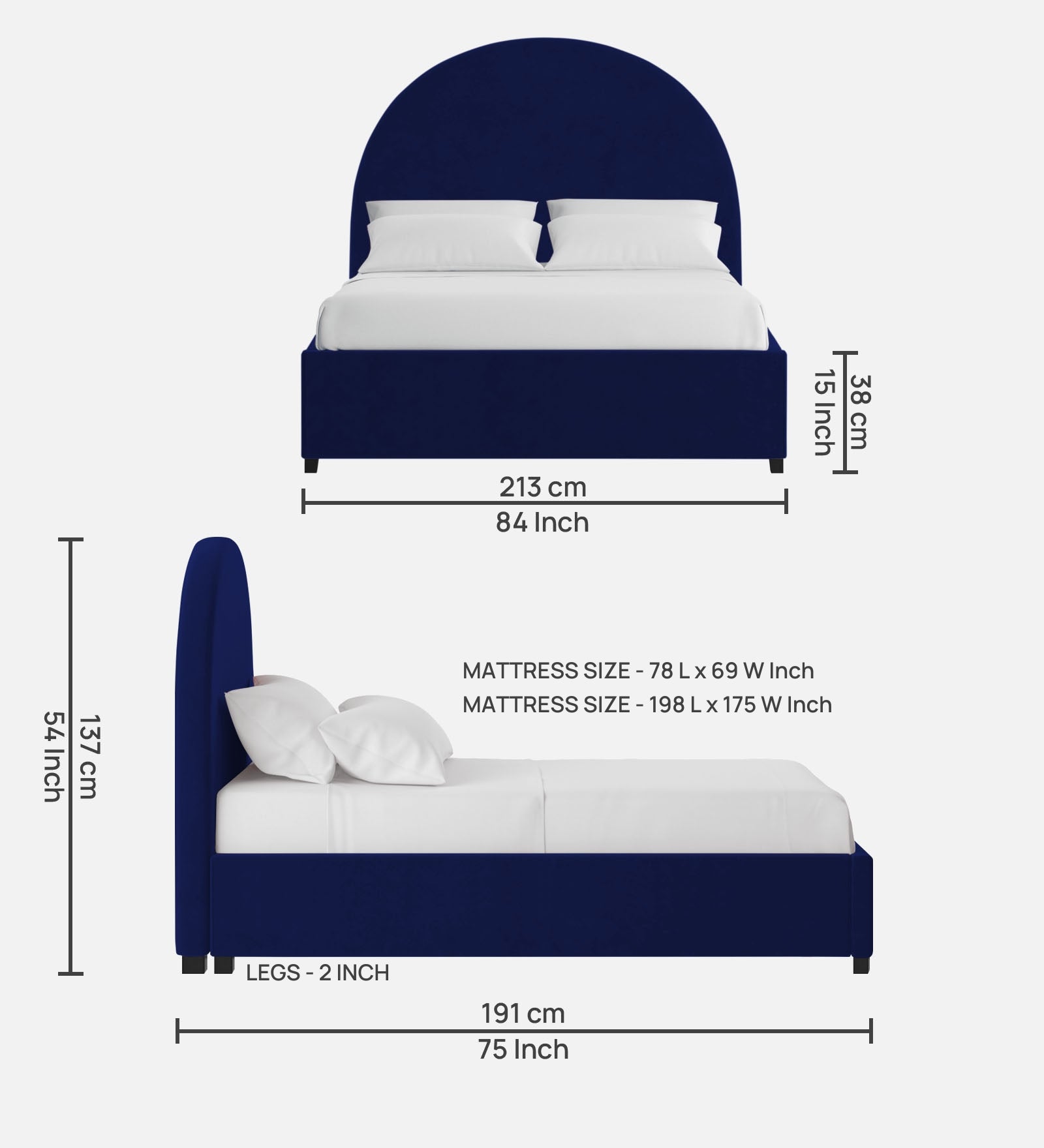 Maro Velvet King Size Bed In Hory Grey Colour