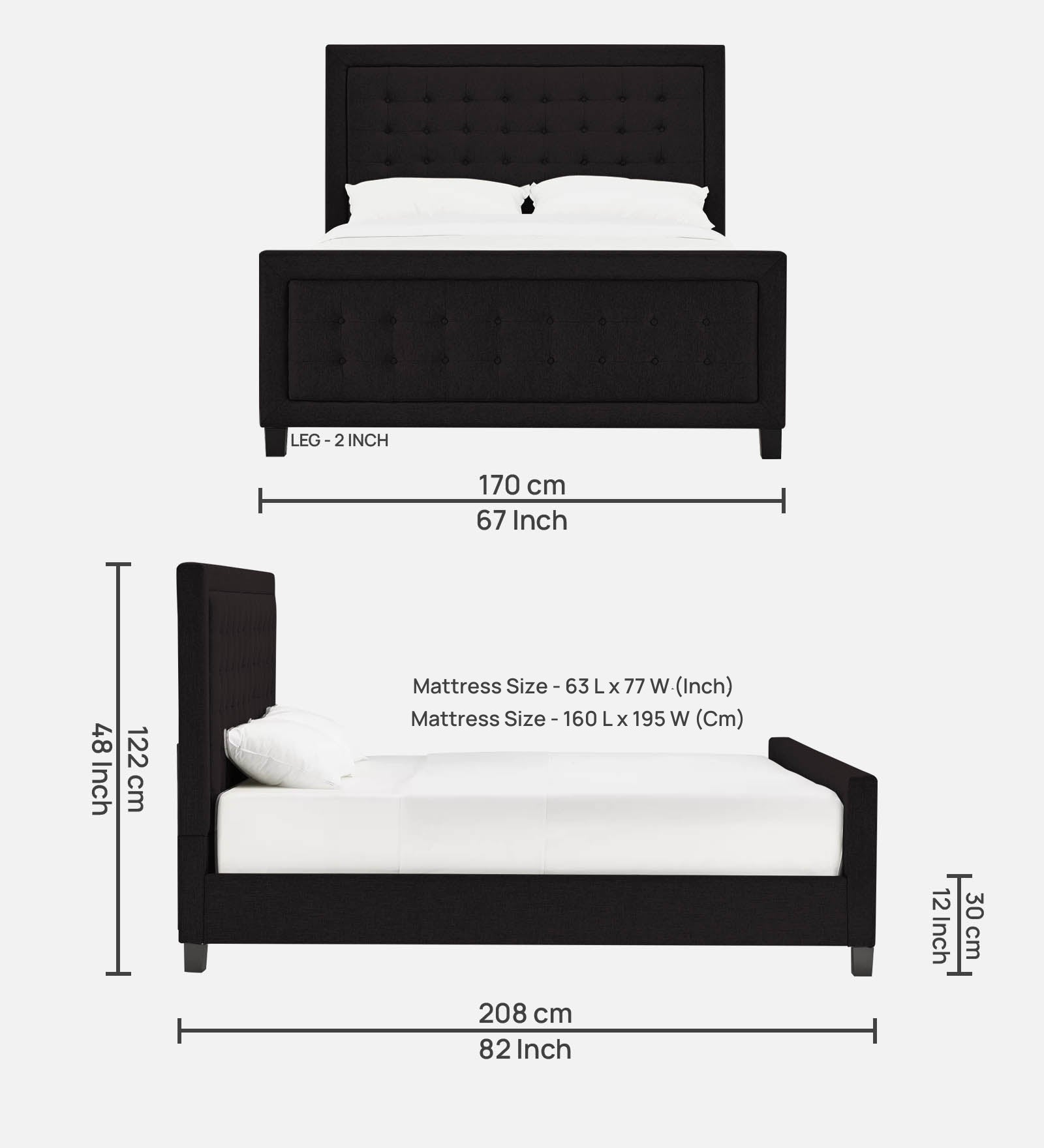 Kaster Fabric Queen Size Bed In Cara Brown Colour - Febonic Living