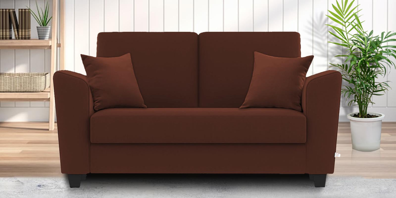 Daku Fabric 2 Seater Sofa In Coffee Brown Colour - Febonic Living