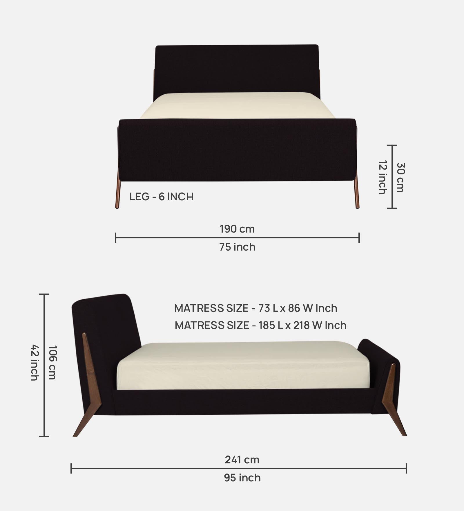 Catla Fabric King Size Bed In Cara Brown Colour - Febonic Living