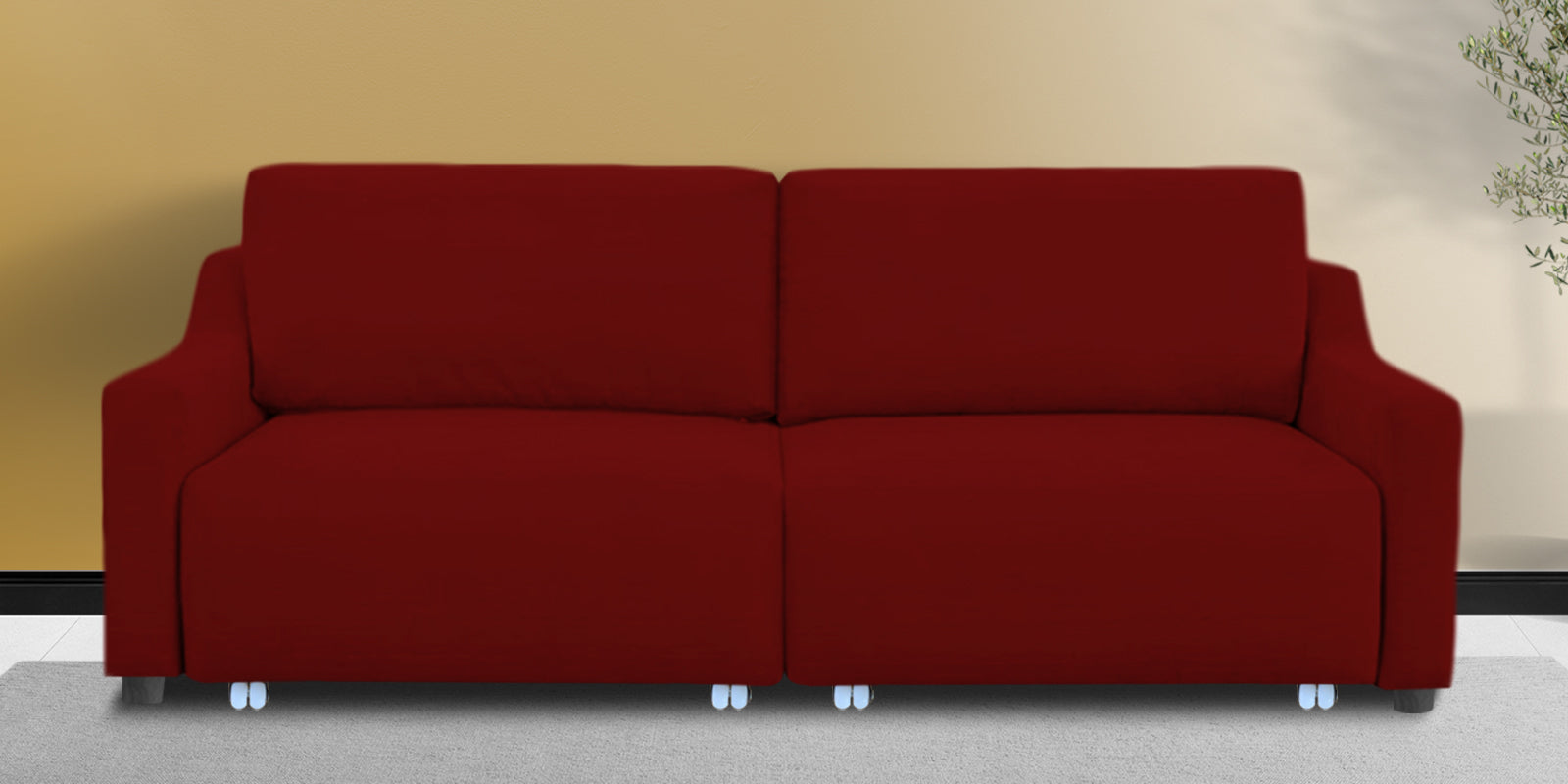 Gabby Fabric 3 Seater Pull Out Sofa Cum Bed In Blood Maroon Colour - Febonic Living