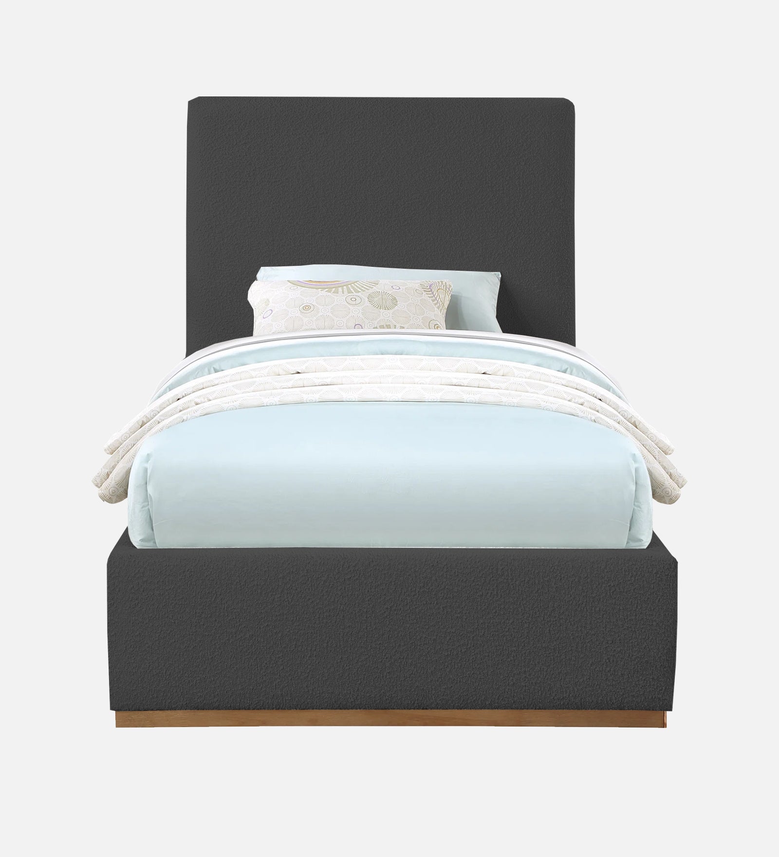 Eddy Boucle Fabric Single Bed in Lava Grey - Febonic Living