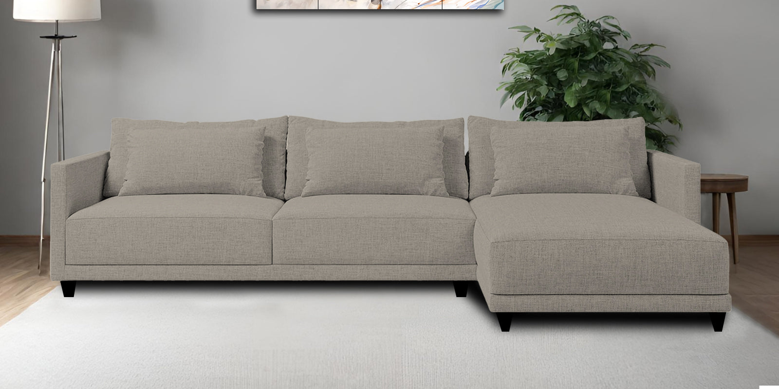 Kera Fabric LHS Sectional Sofa (3+Lounger) In Ash Grey Colour - Febonic Living