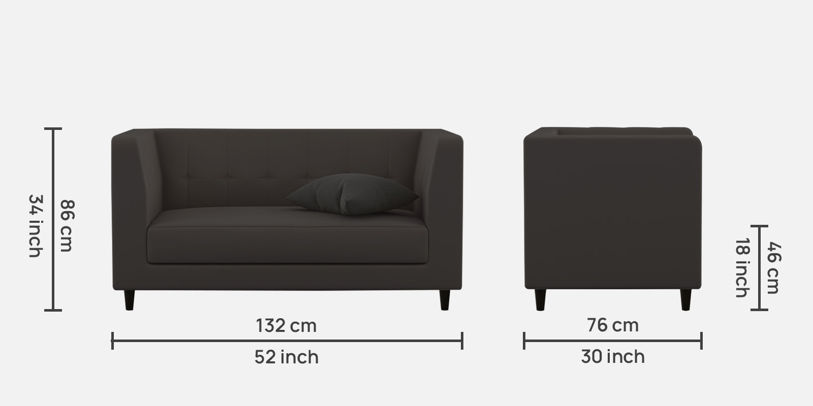 Braulia Velvet 2 Seater Sofa In Davy Grey Colour - Febonic Living