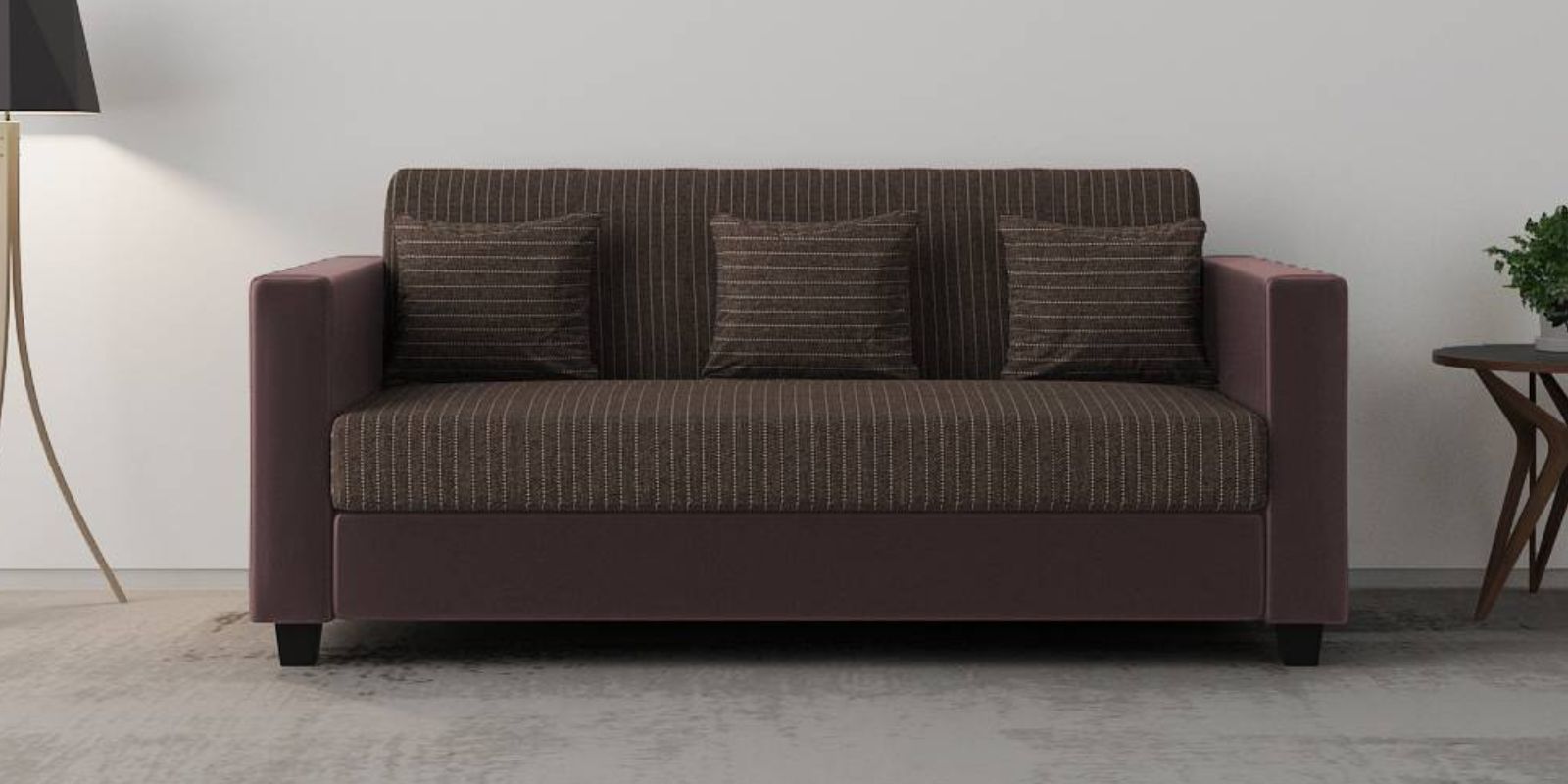 Baley Fabric 3 Seater Sofa In Lama Brown Colour - Febonic Living
