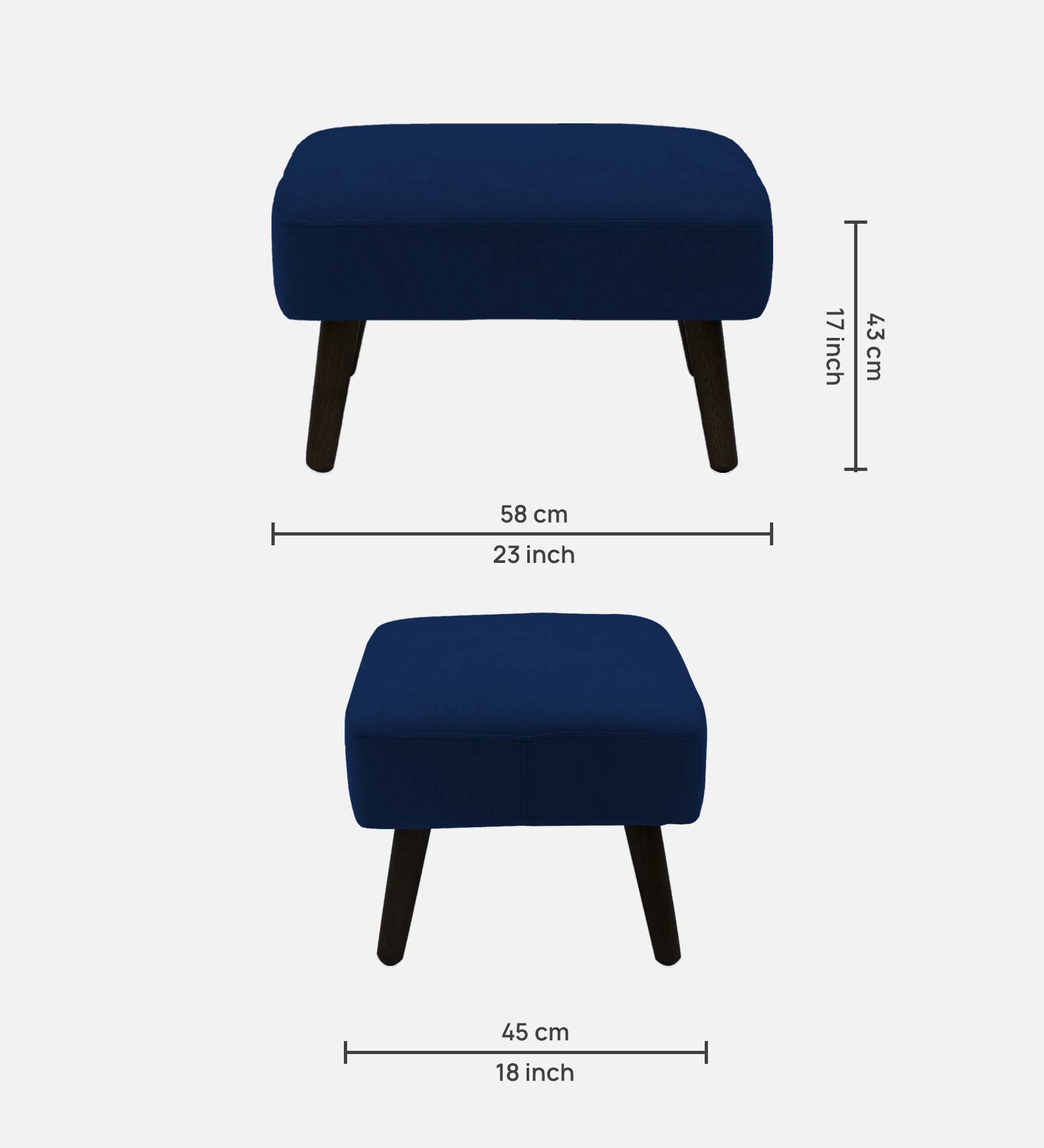 Luke Fabric Foot Stool In Royal Blue Colour - Febonic Living