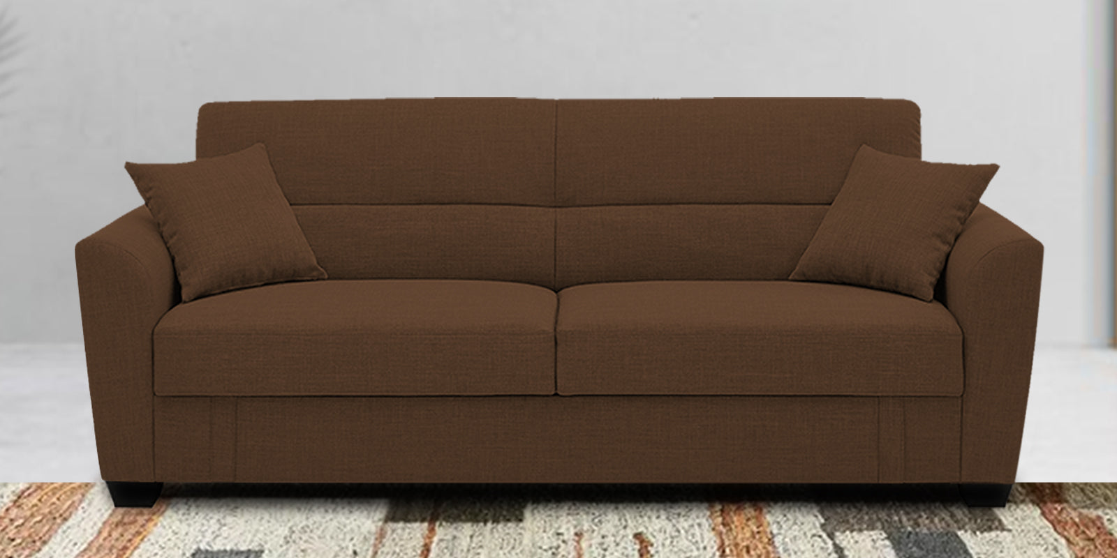 Bony Fabric 3 Seater Convertible Sofa Cum Bed In Chest Nut Brown Colour - Febonic Living