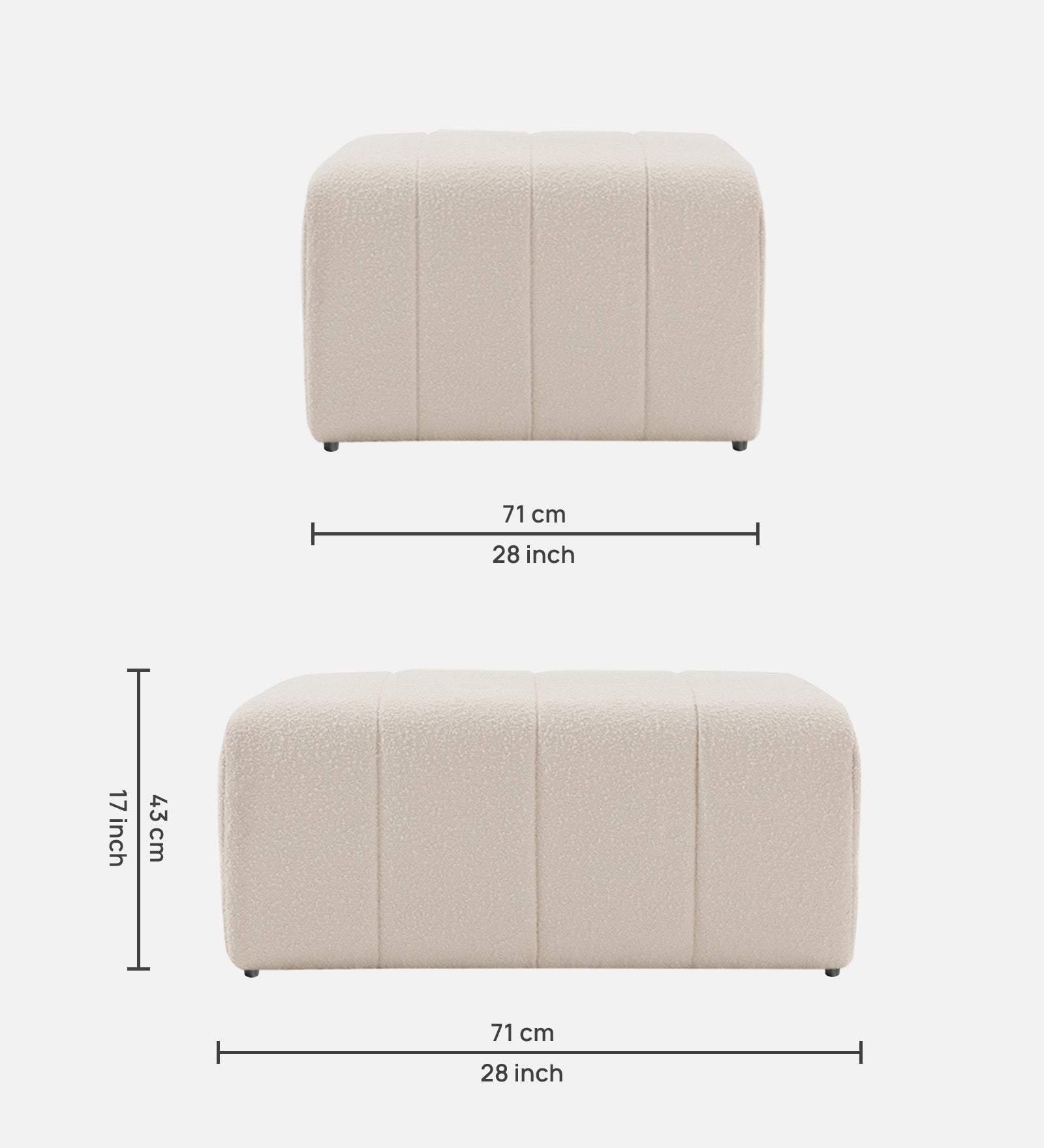 Lark Boucle Bench In Bright White Colour - Febonic Living