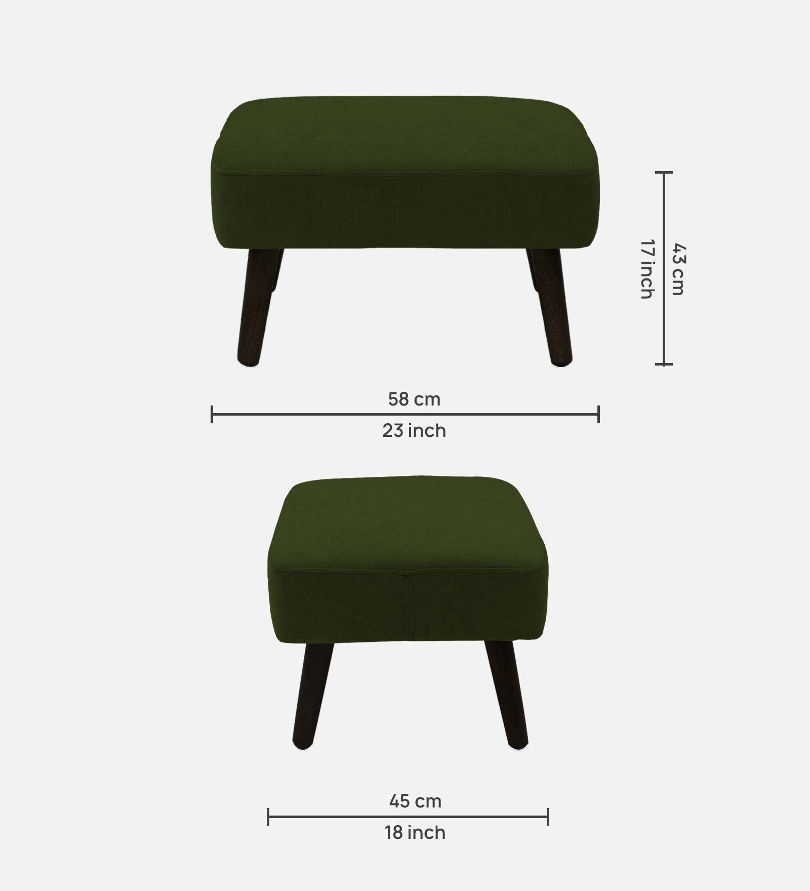 Luke Fabric Foot Stool In Olive Green Colour - Febonic Living