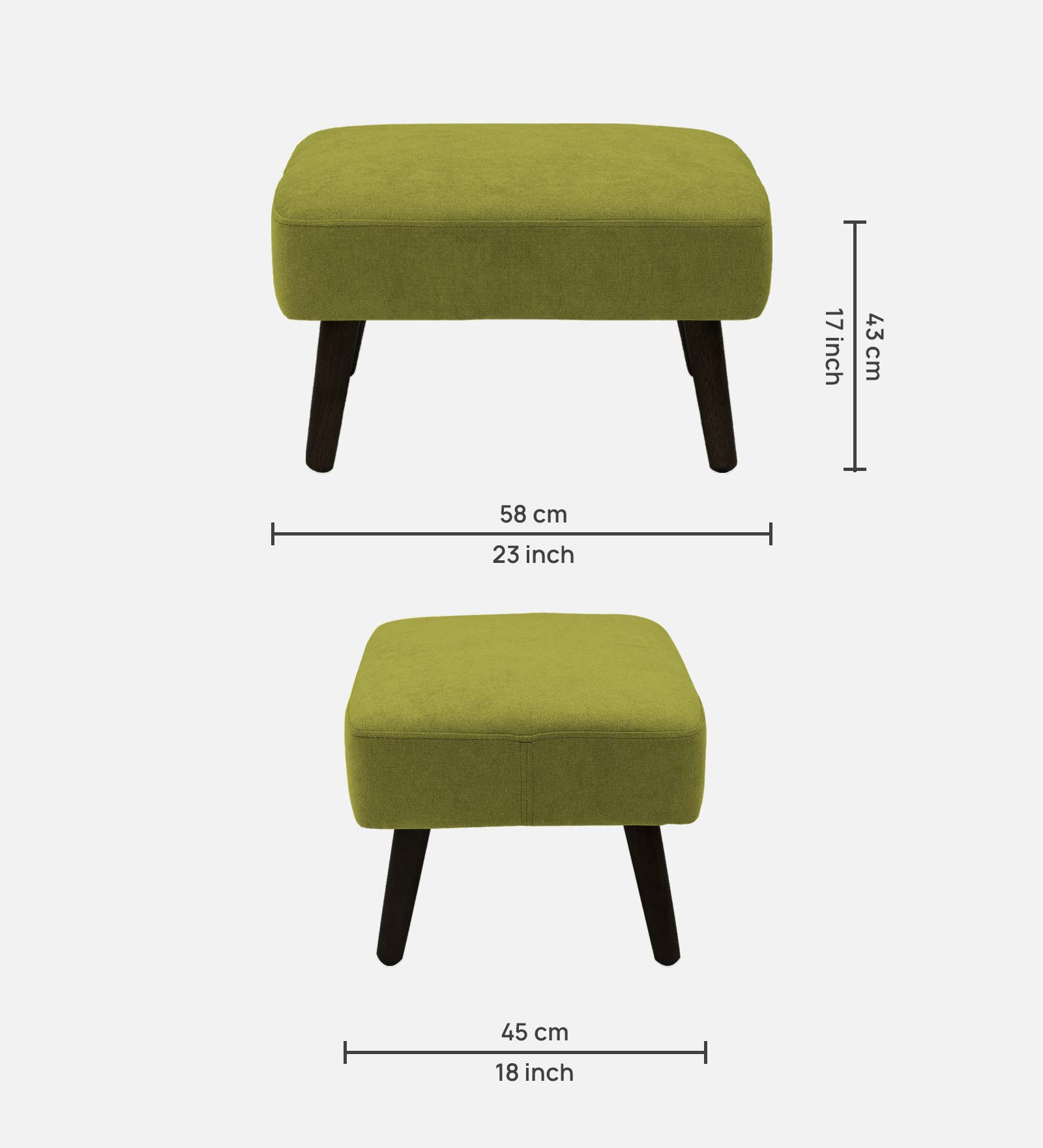 Luke Fabric Foot Stool In Parrot Green Colour - Febonic Living