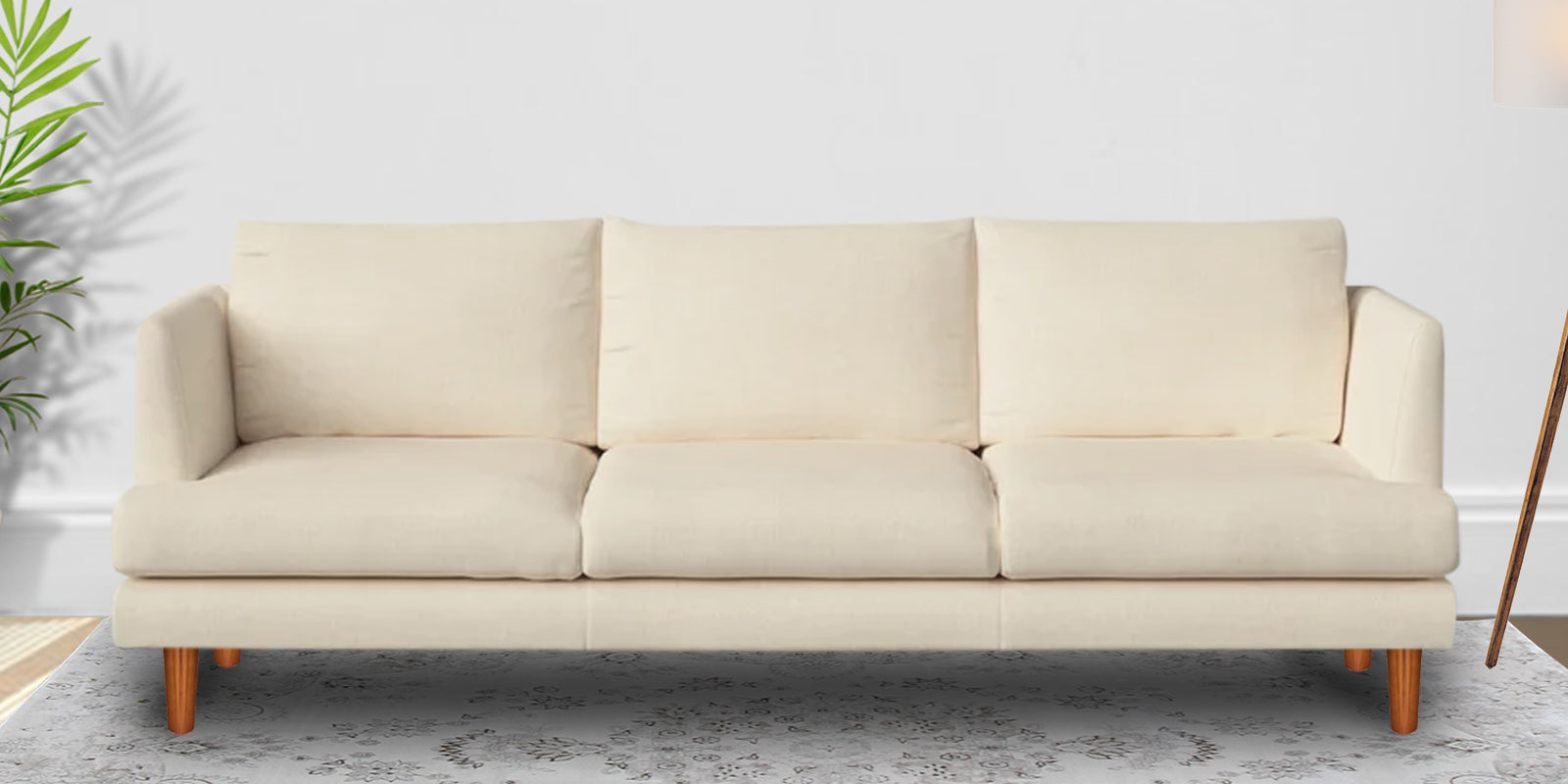 Sokun Fabric 3 Seater Sofa in Ivory Cream Colour