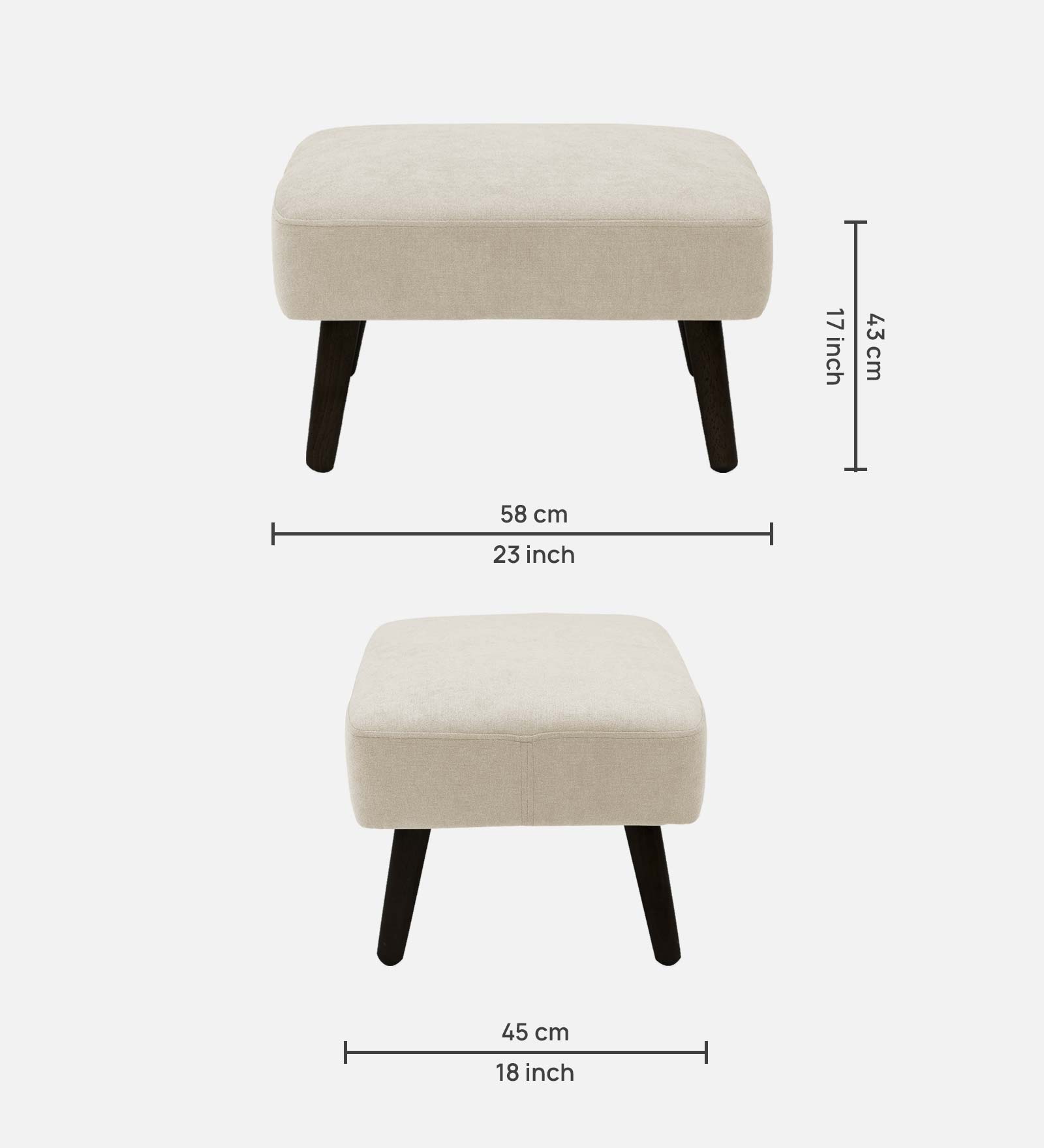 Luke Fabric Foot Stool In Ivory Cream Colour - Febonic Living