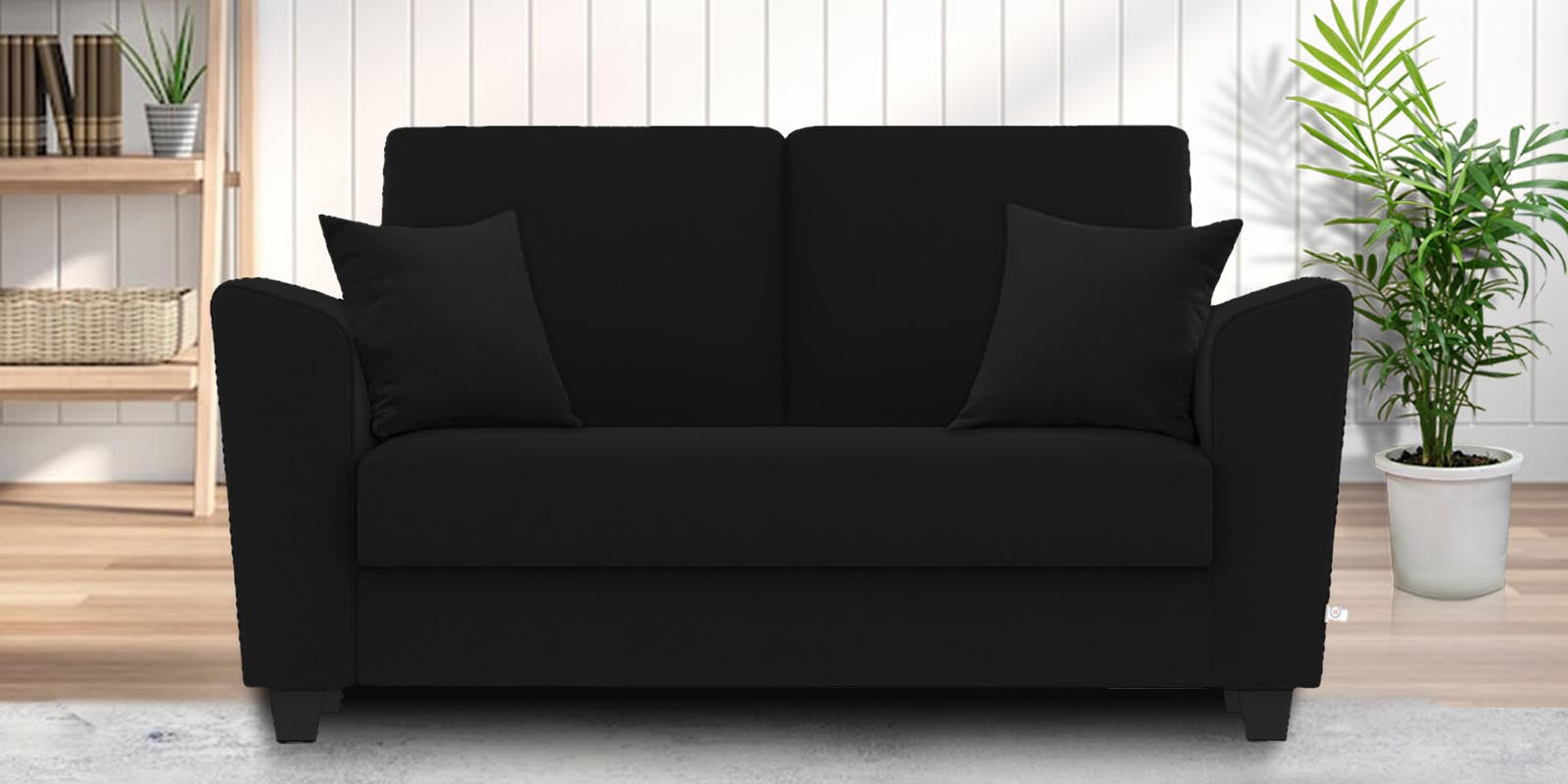 Daku Fabric 2 Seater Sofa In Zed Black Colour - Febonic Living