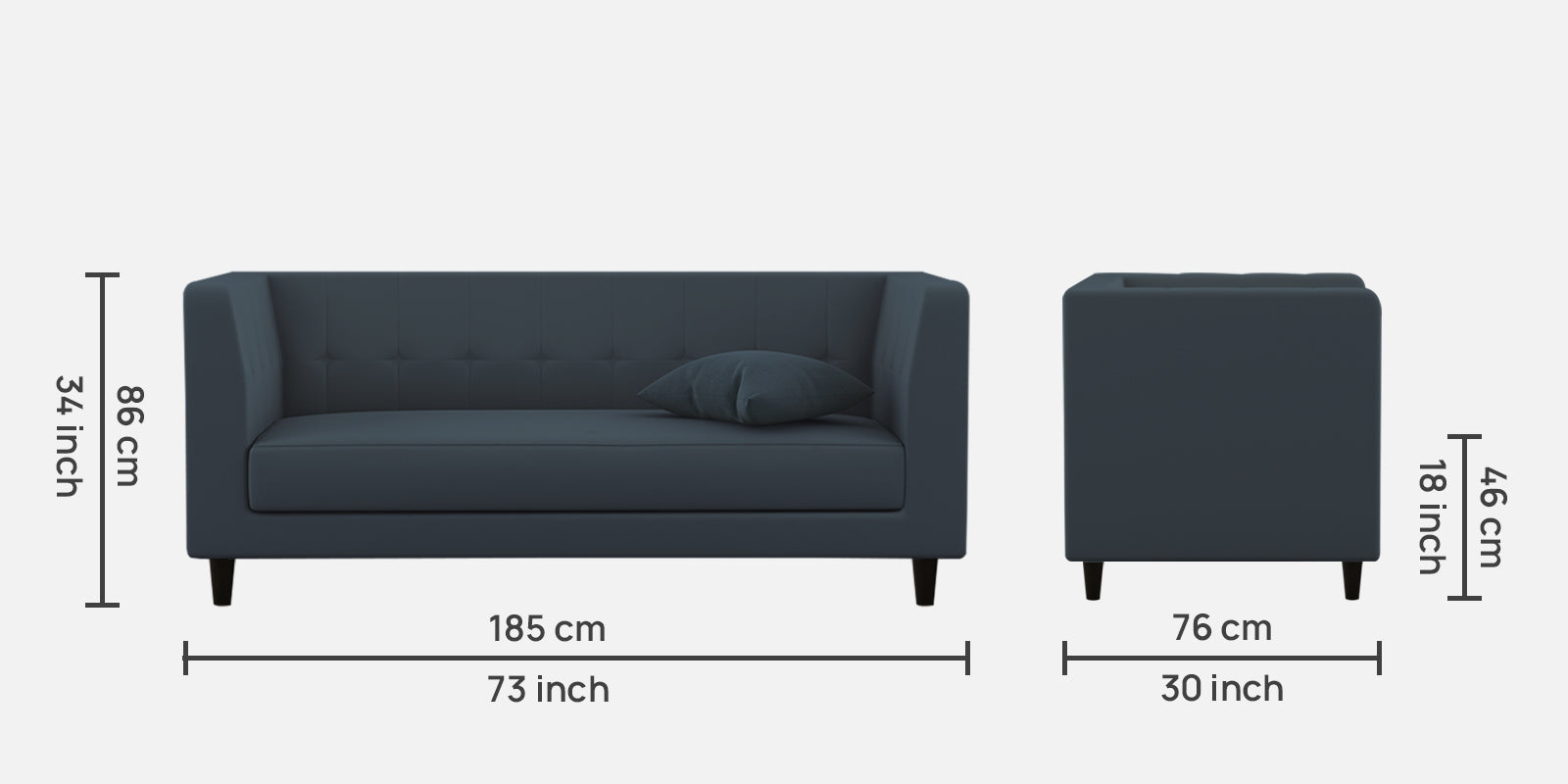 Braulia Velvet 3 Seater Sofa In Oxford Blue Colour - Febonic Living