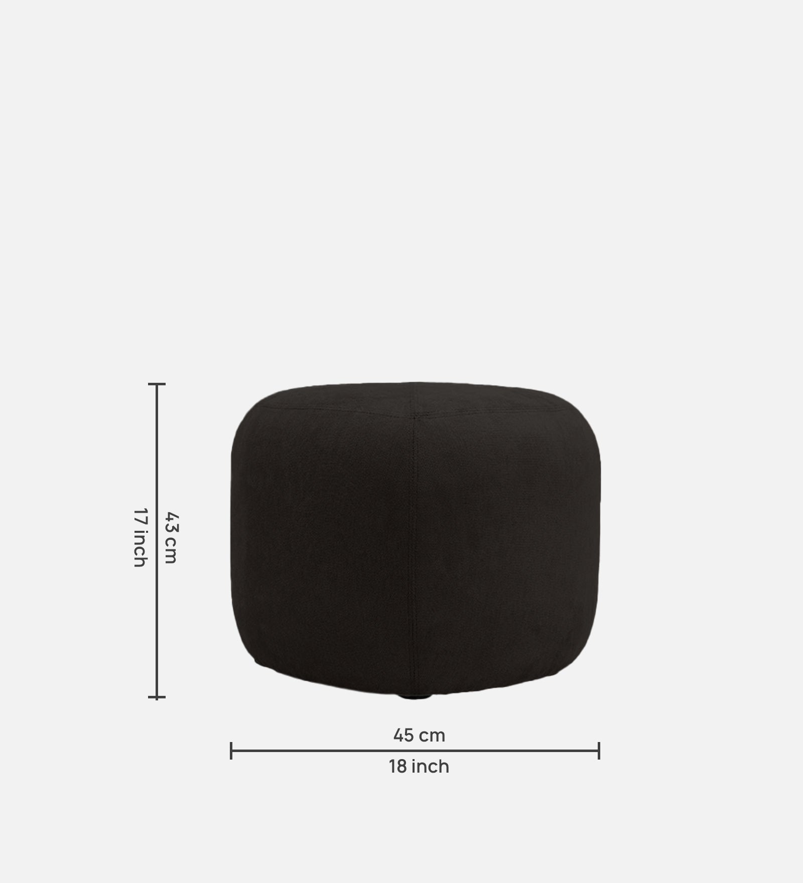 Keori Fabric Pouffe In Zed Black Colour - Febonic Living
