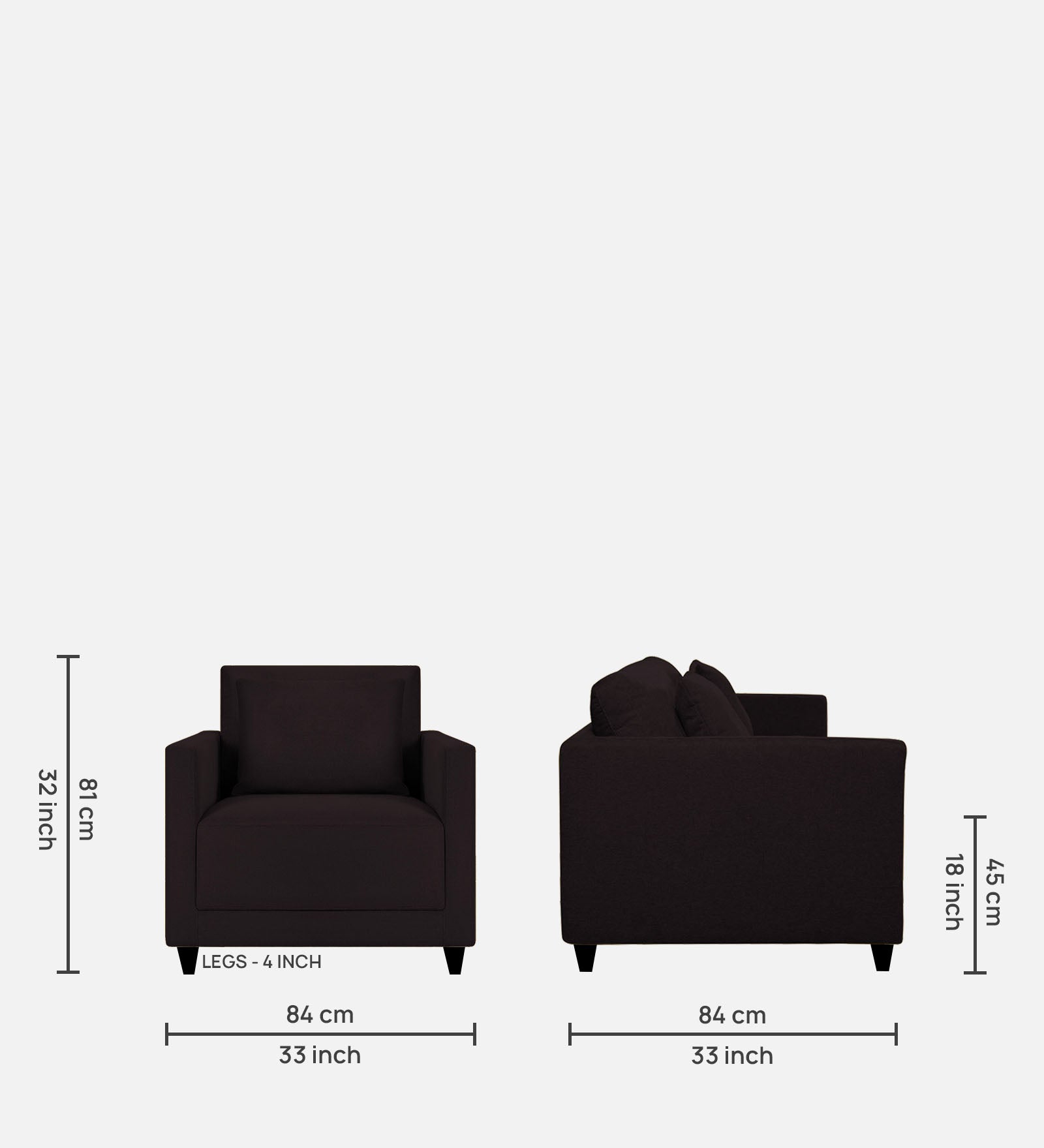 Kera Fabric 1 Seater Sofa In Cara Brown Colour - Febonic Living