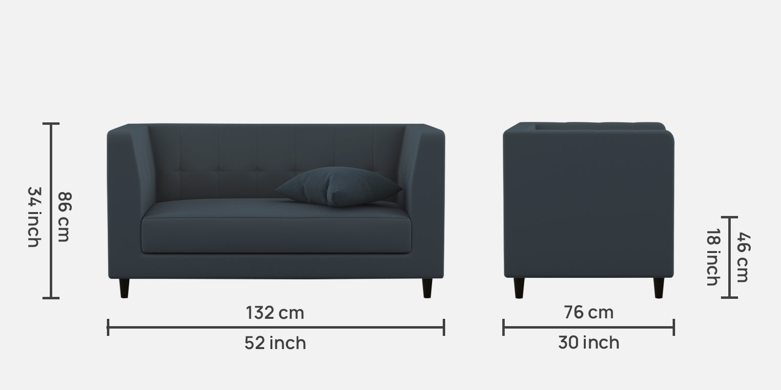 Braulia Velvet 2 Seater Sofa In Oxford Blue Colour - Febonic Living
