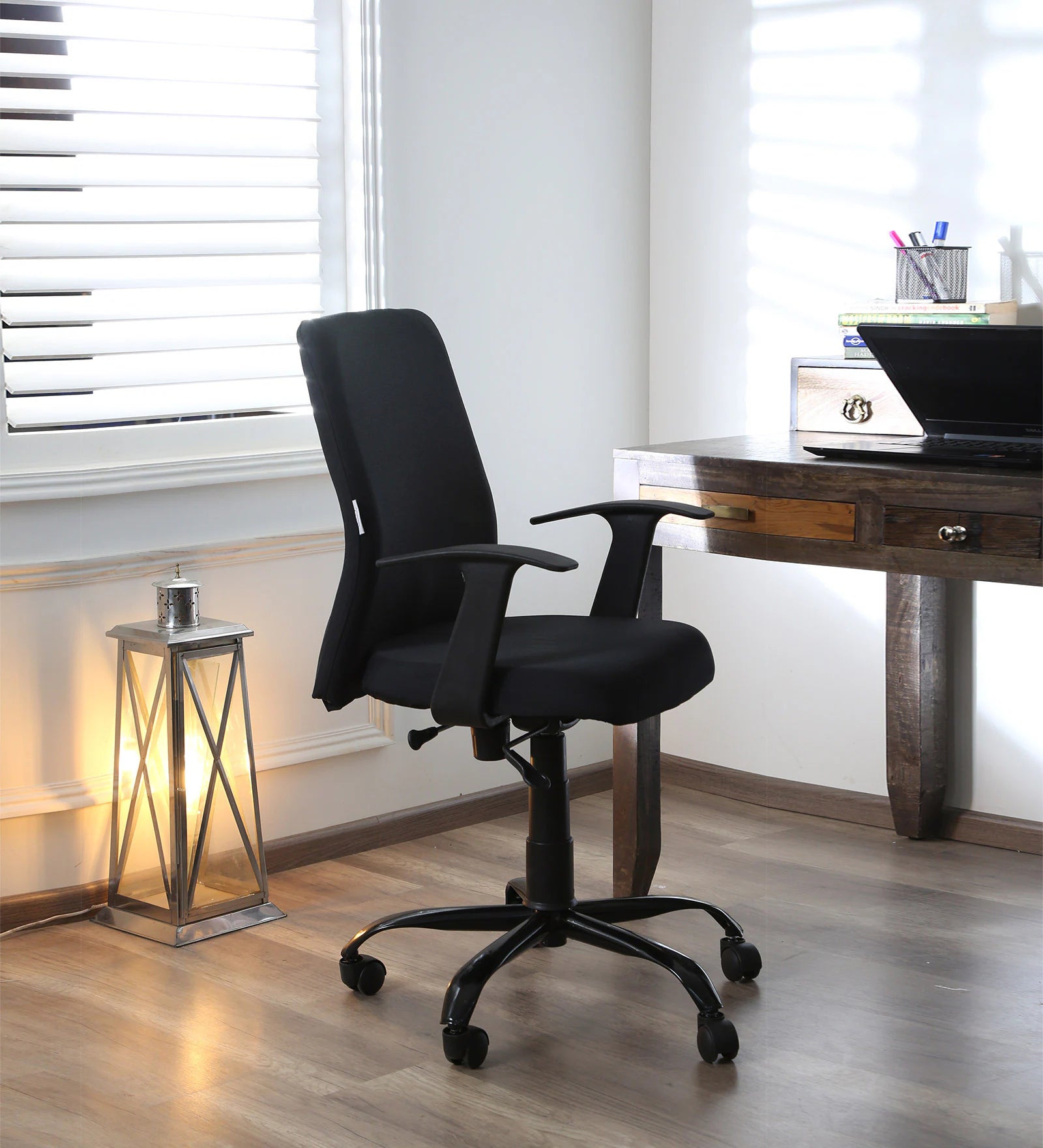 Pluto Fabric Ergonomic Chair In Coco Black Colour - Febonic Living