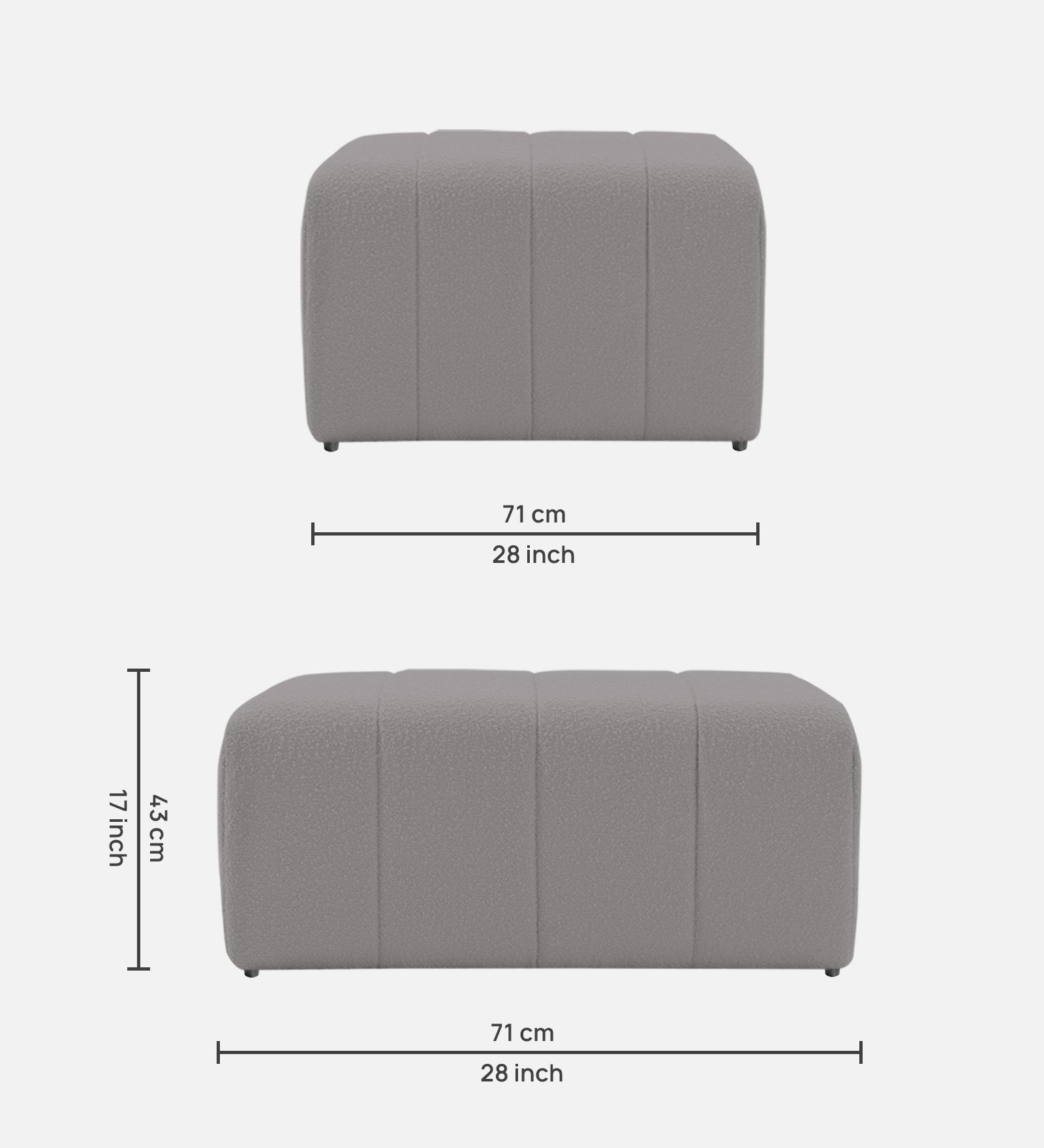 Lark Boucle Bench In Swedan Gary Colour - Febonic Living