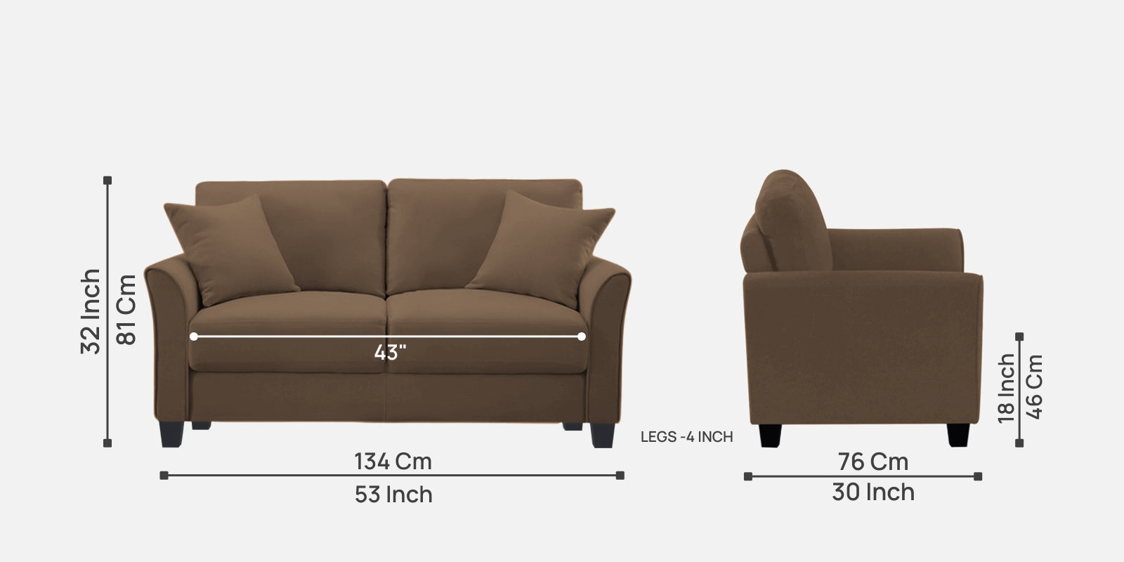 Daroo Velvet 2 Seater Sofa In Mocha Mouse Colour - Febonic Living