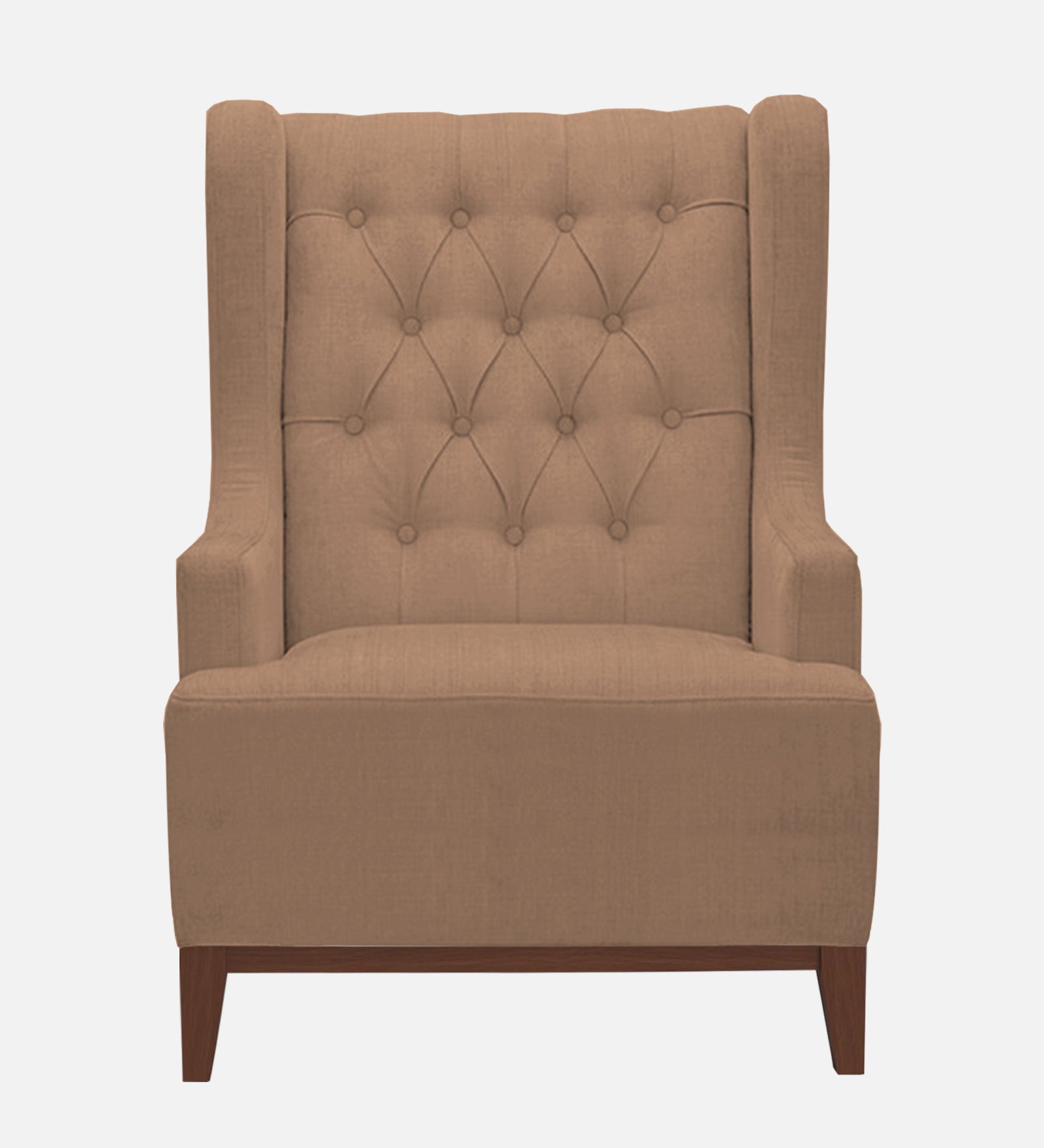 Kuchi Fabric Wing Chair In Cosmic Beige Colour - Febonic Living