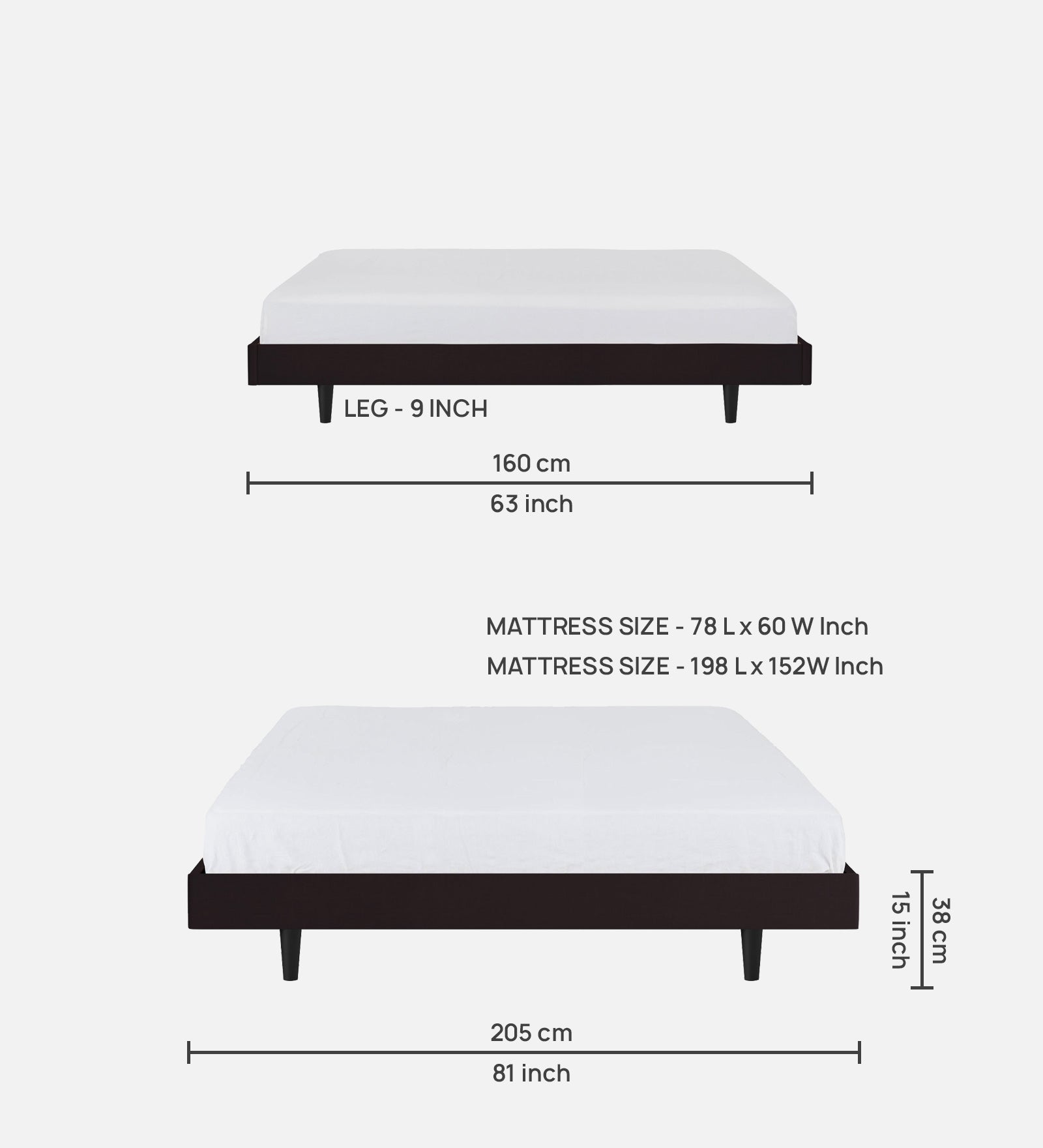 Basi Fabric Queen Size Bed In Cara Brown Colour - Febonic Living