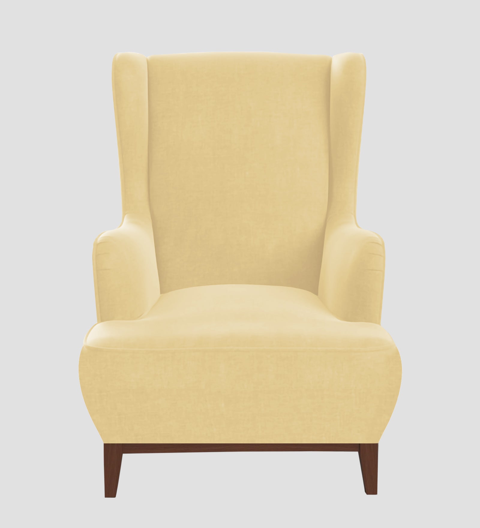 Suri Velvet Wing Chair In Sandy Beige Colour - Febonic Living