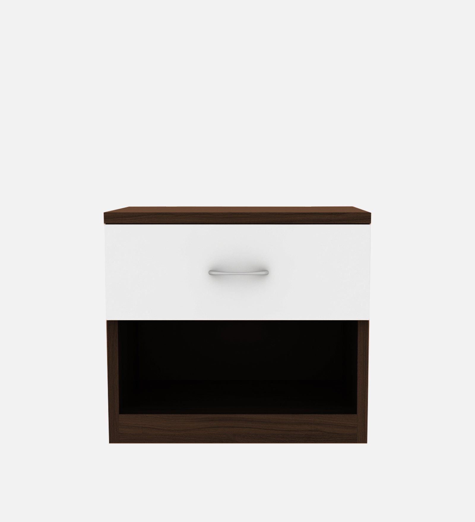 Rona Bedside Table With Drawer in Dark Walnut & Frosty White Finish - Febonic Living