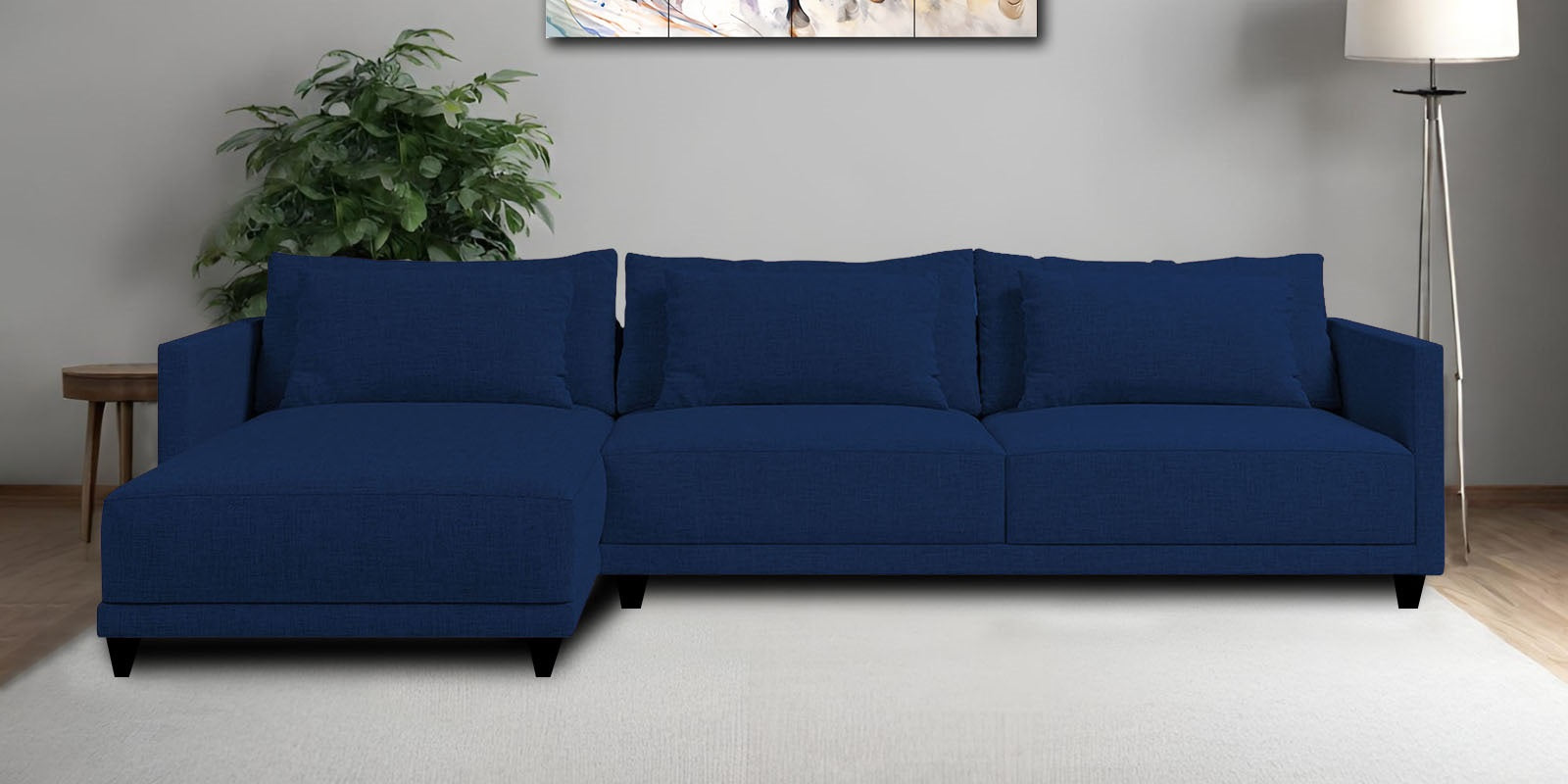 Kera Fabric RHS Sectional Sofa (3+Lounger) In Royal Blue Colour - Febonic Living