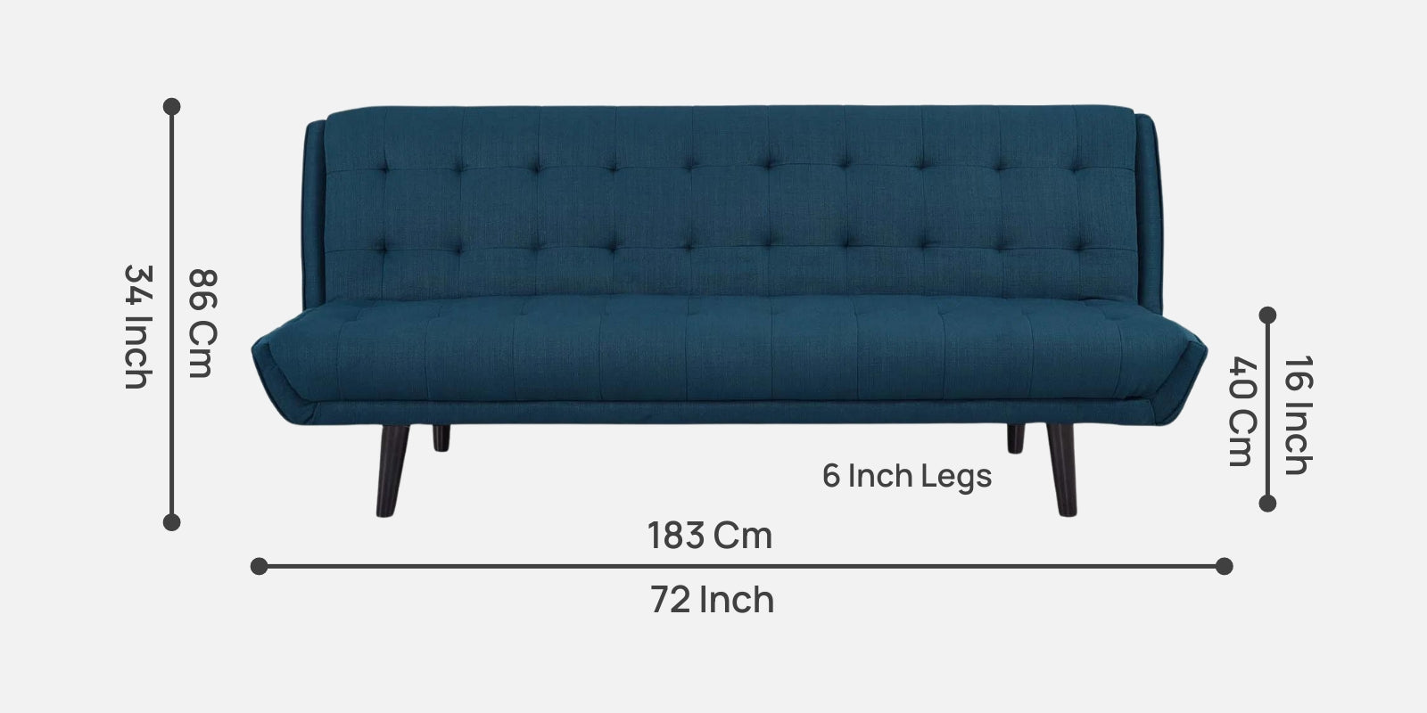 Saso Fabric Convertible Sofa Cum Bed In Light Blue Colour - Febonic Living