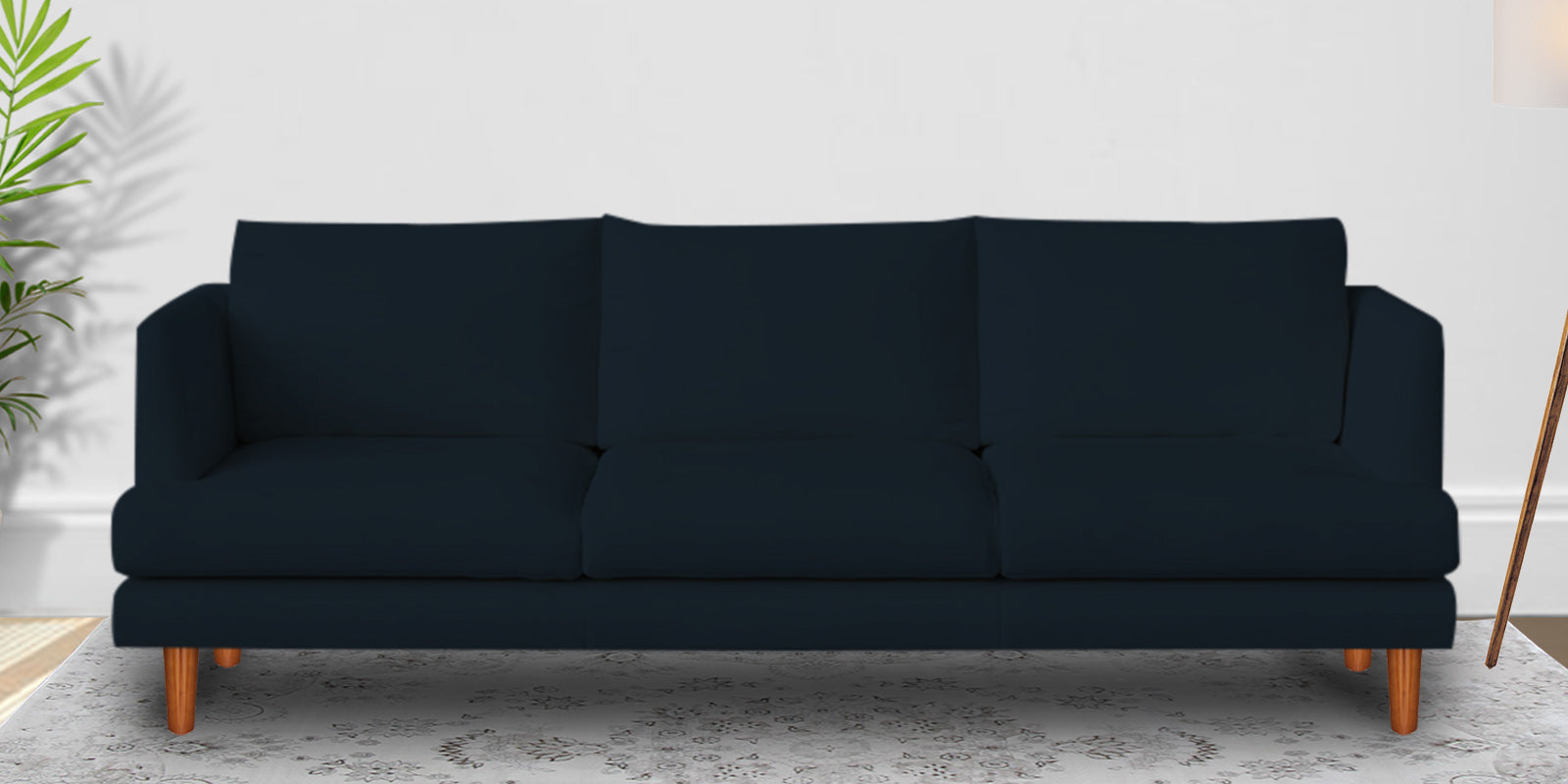 Sokun Fabric 3 Seater Sofa In Denim Blue Colour - Febonic Living