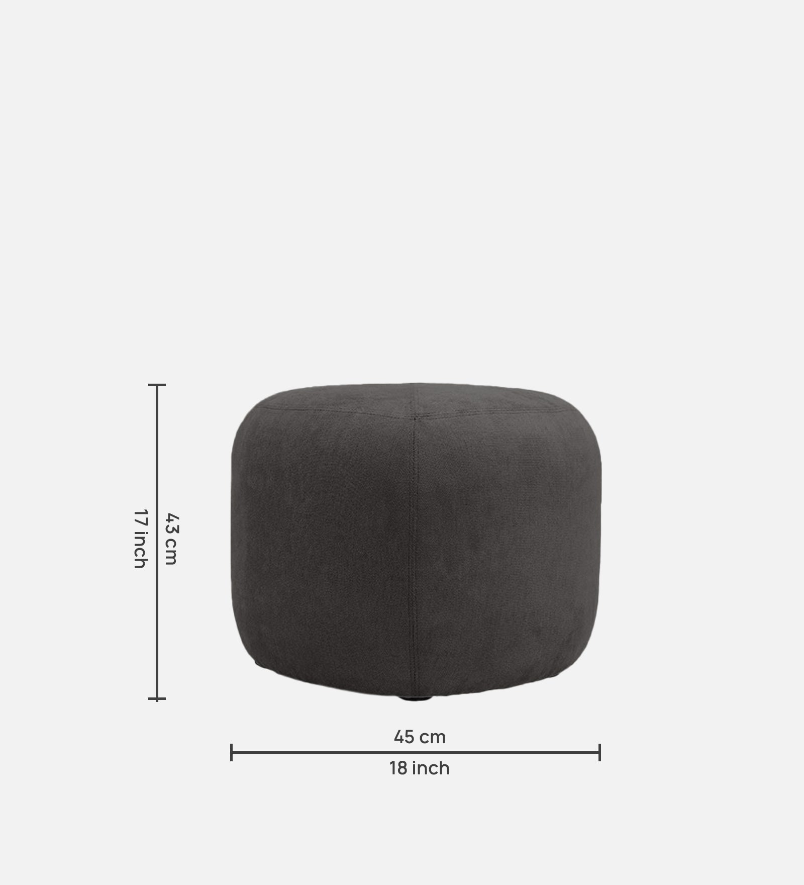Keori Fabric Pouffe In Charcoal Grey Colour - Febonic Living