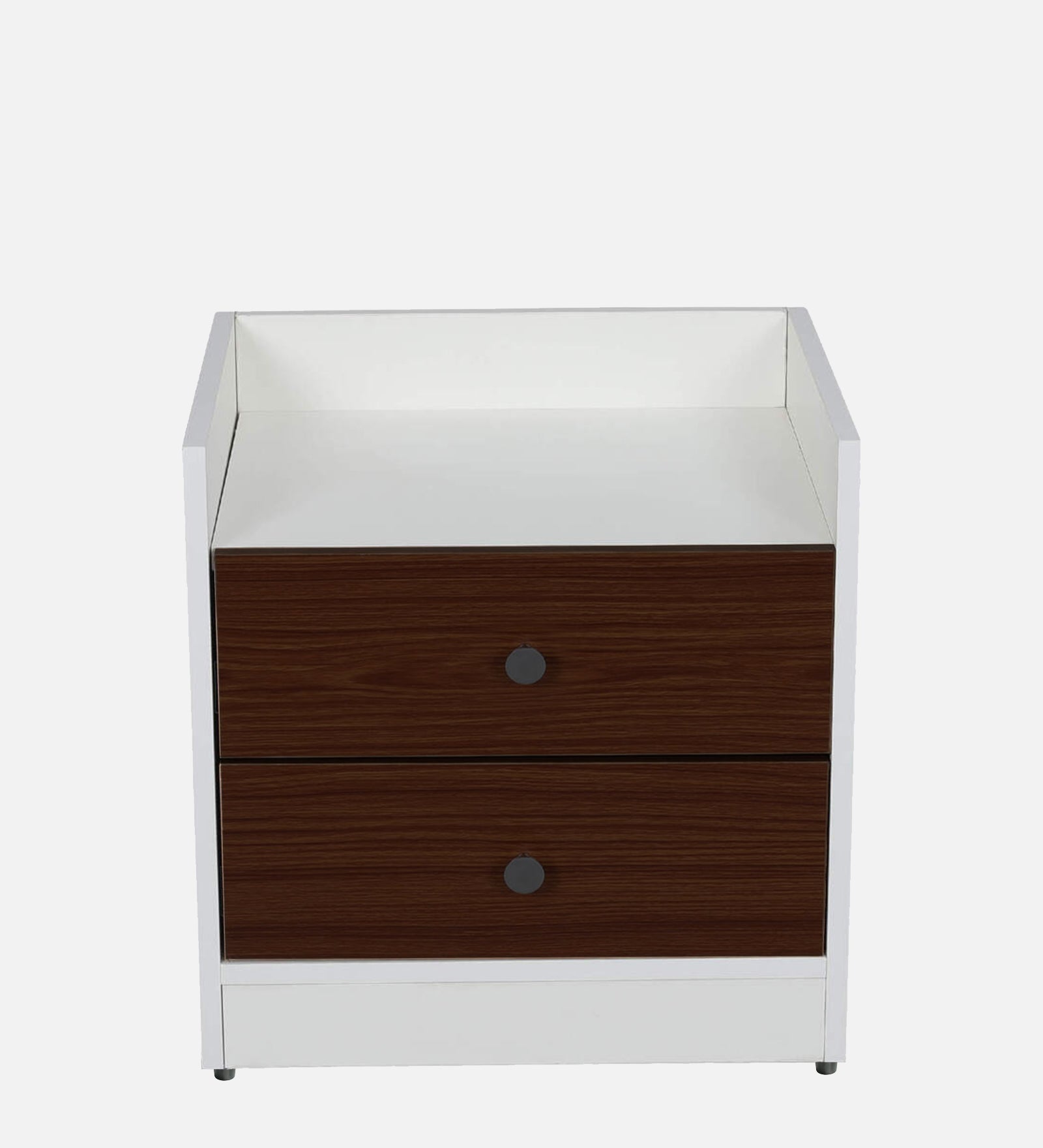 Vexa Bedside Table With Drawer in Dark Walnut & Frosty White Finish - Febonic Living