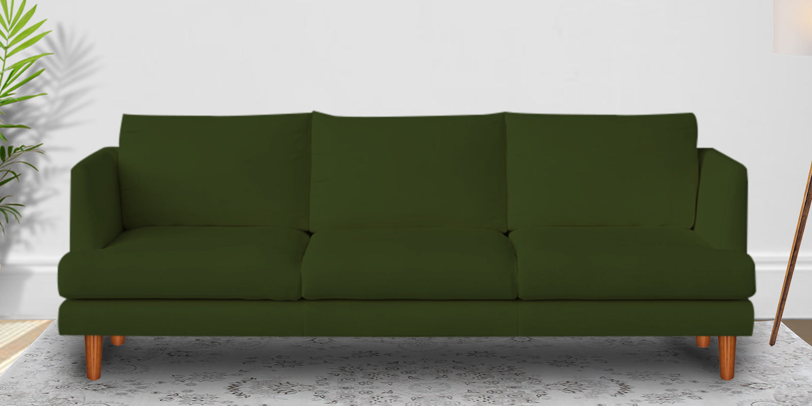 Sokun Fabric 3 Seater Sofa In Olive Green Colour - Febonic Living