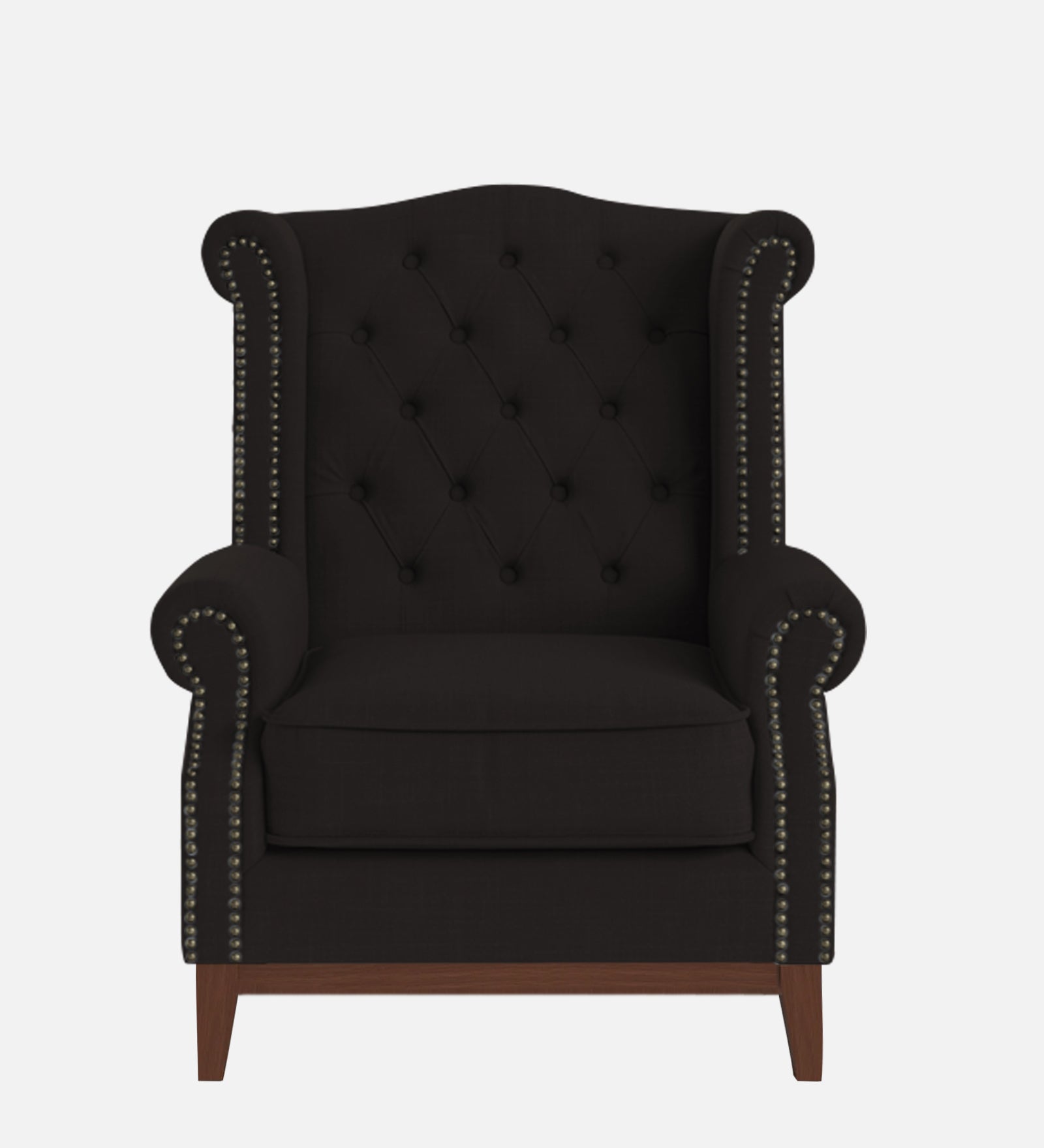 Nory Fabric Wing Chair In Cara Brown Colour - Febonic Living