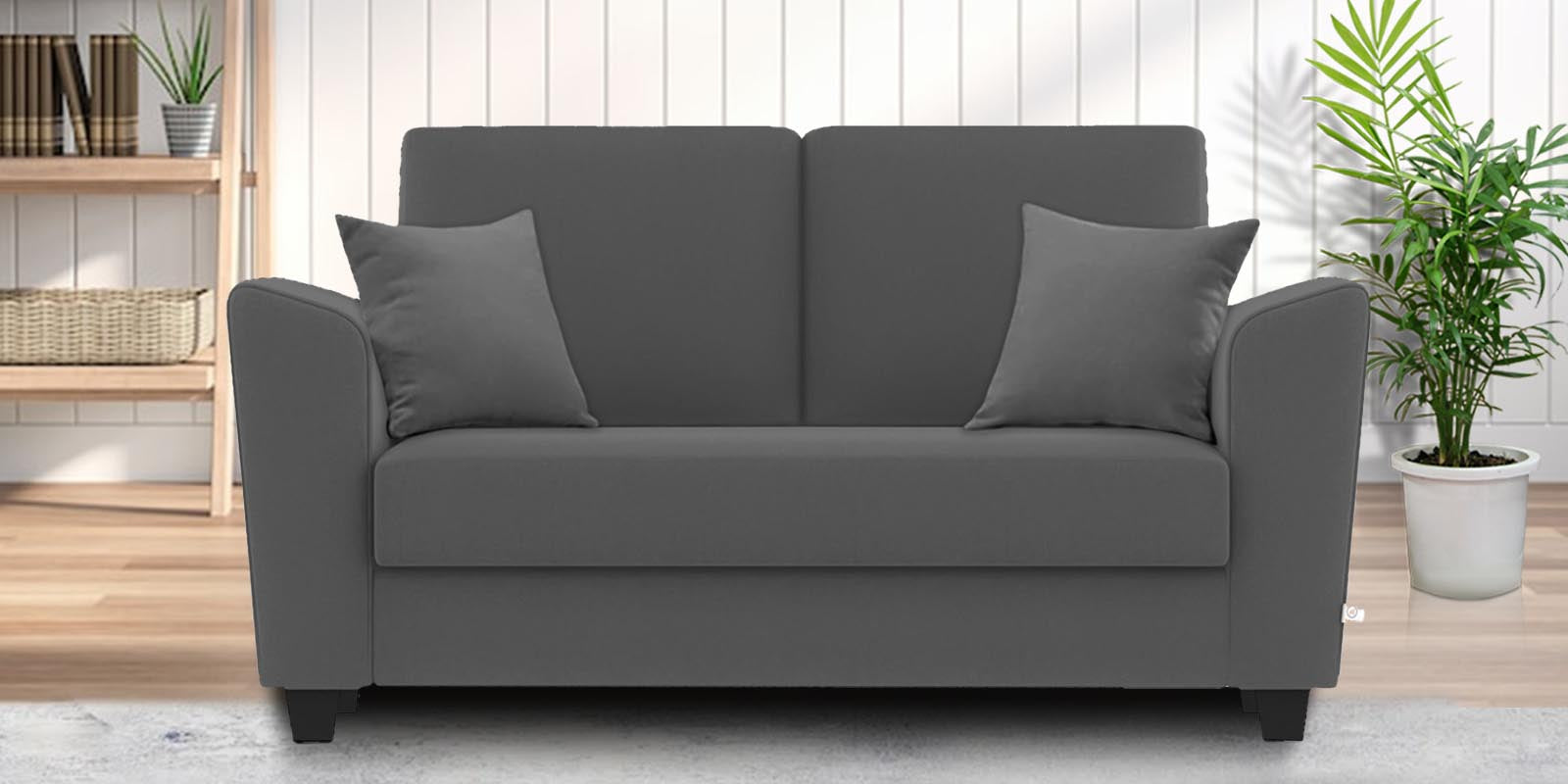 Daku Fabric 2 Seater Sofa In Charcoal Grey Colour - Febonic Living