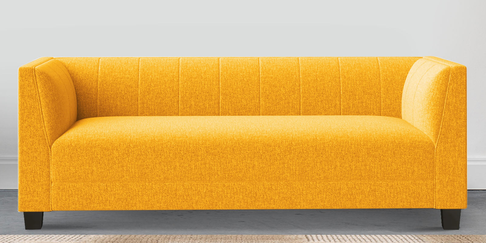 Chastin Fabric 3 Seater Sofa In Bold Yellow Colour - Febonic Living