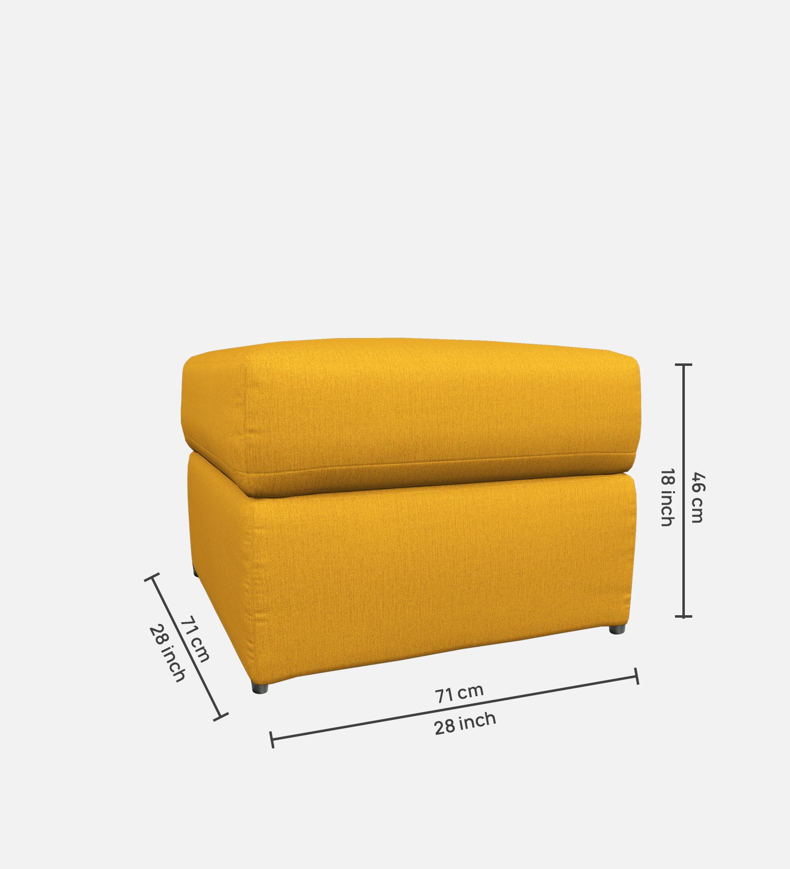 Penny Fabric Ottoman In Bold Yellow Colour With Storage - Febonic Living