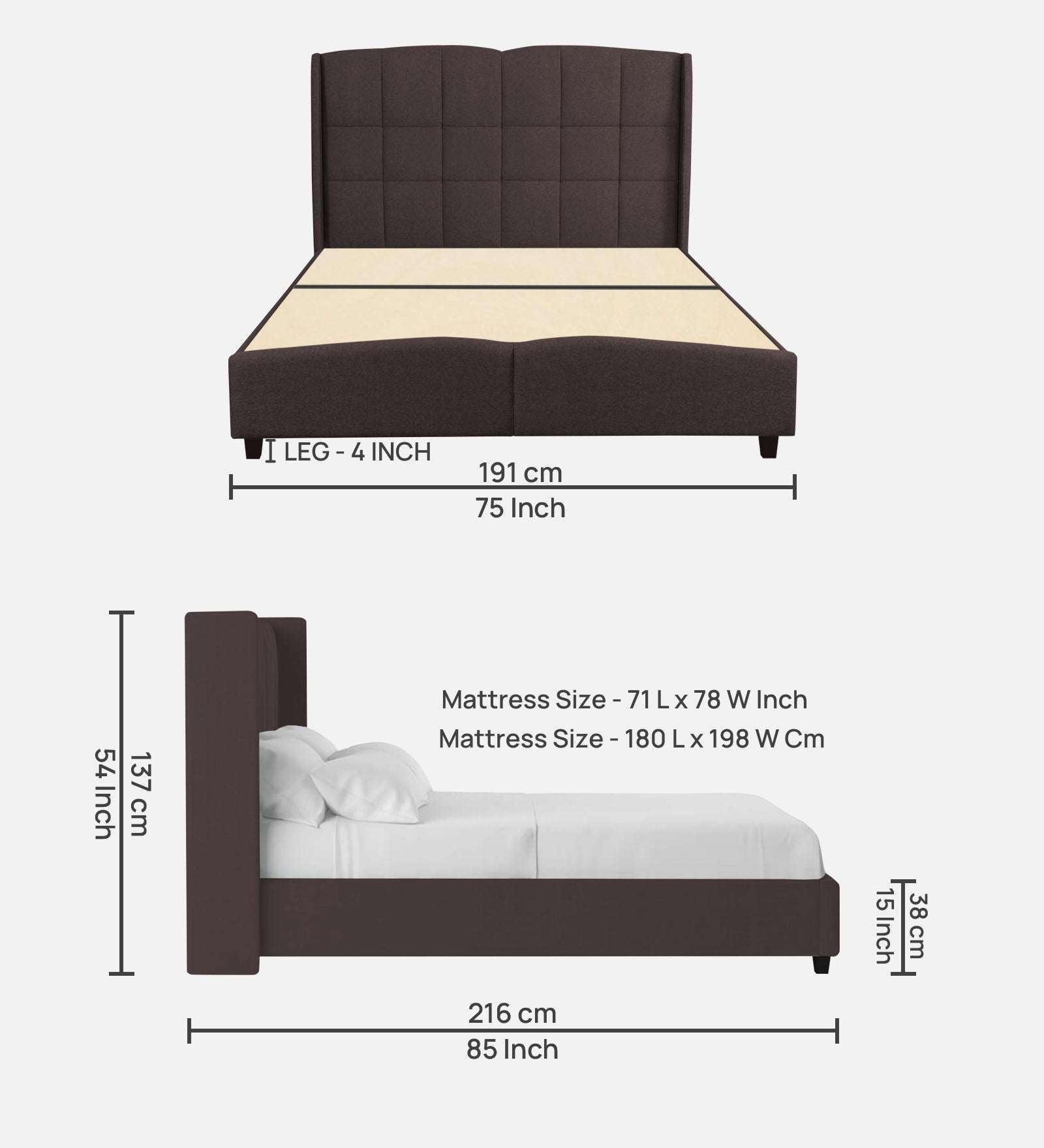 Jovi Velvet Queen Size Bed In Mocha Brown In Colour - Febonic Living