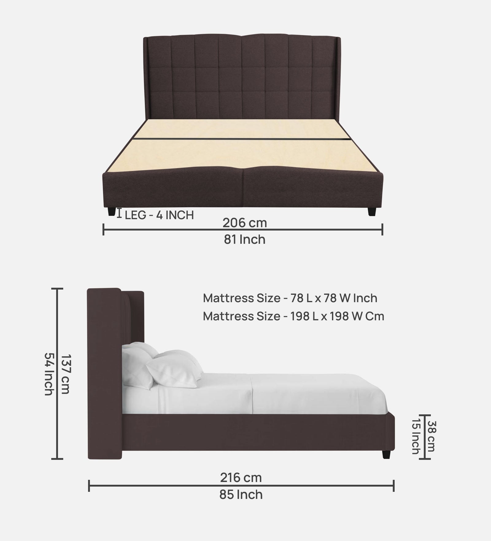 Jovi Velvet King Size Bed In Mocha Brown In Colour