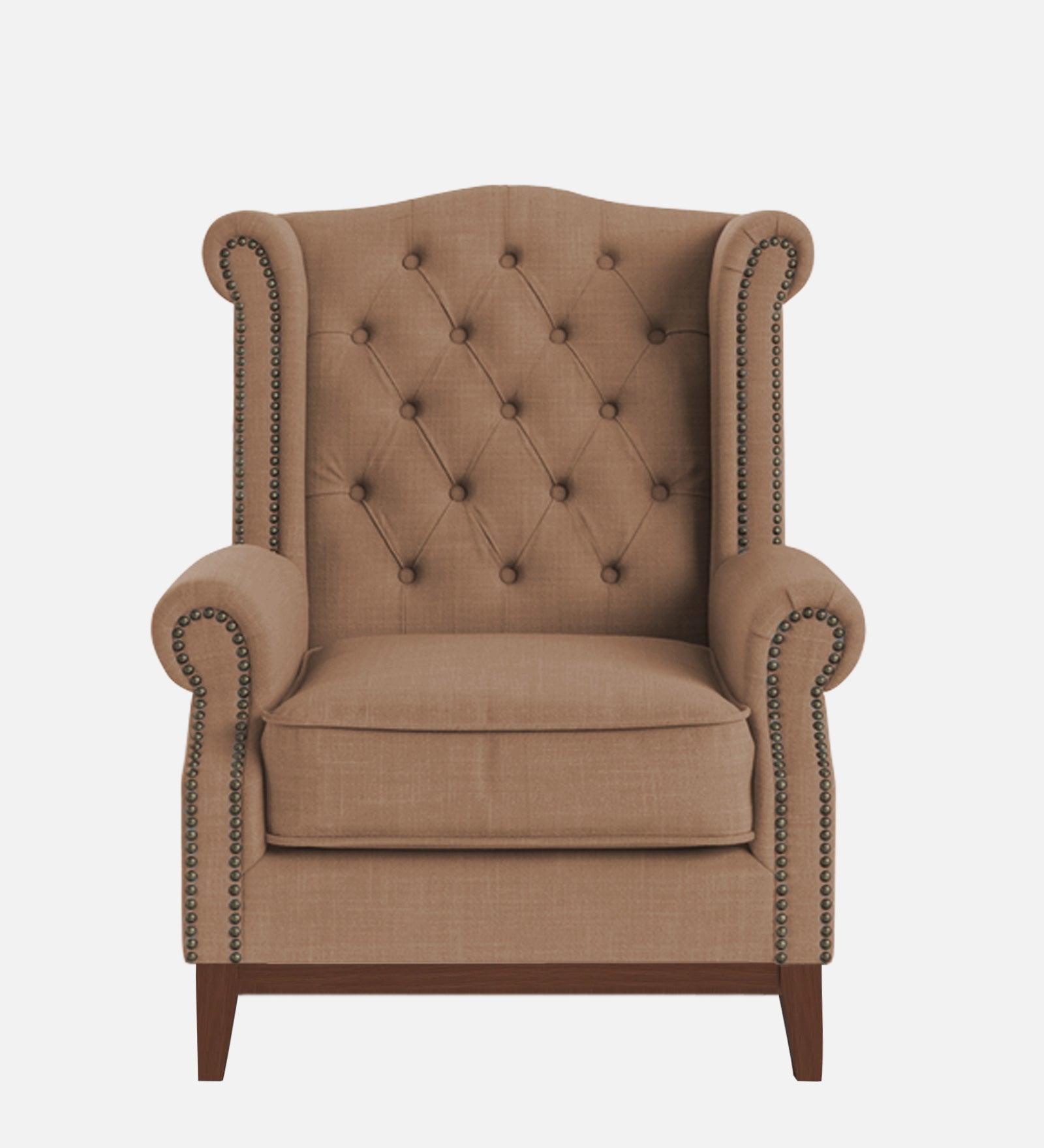 Nory Fabric Wing Chair In Cosmic Beige Colour - Febonic Living