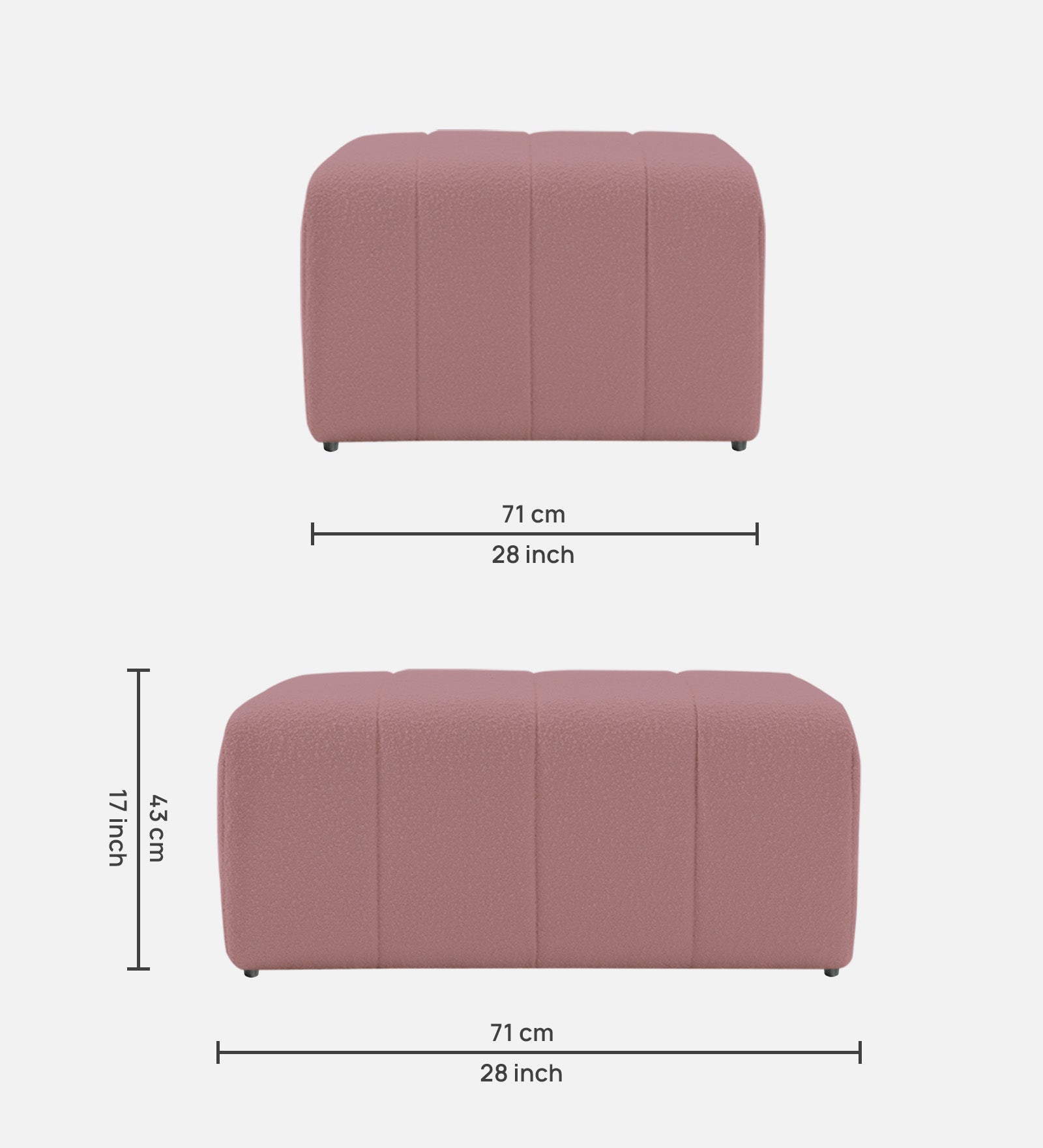 Lark Boucle Bench In Basi Pinc Colour - Febonic Living