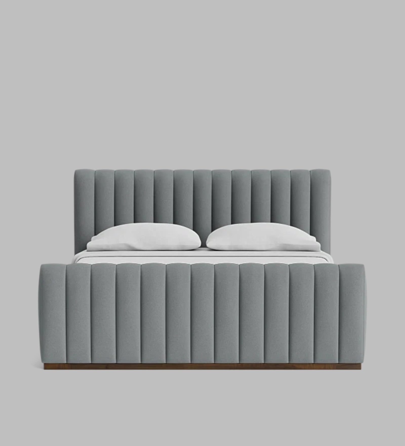 Nalan Velvet Upholstered Queen Size Bed in Pubble Grey Colour