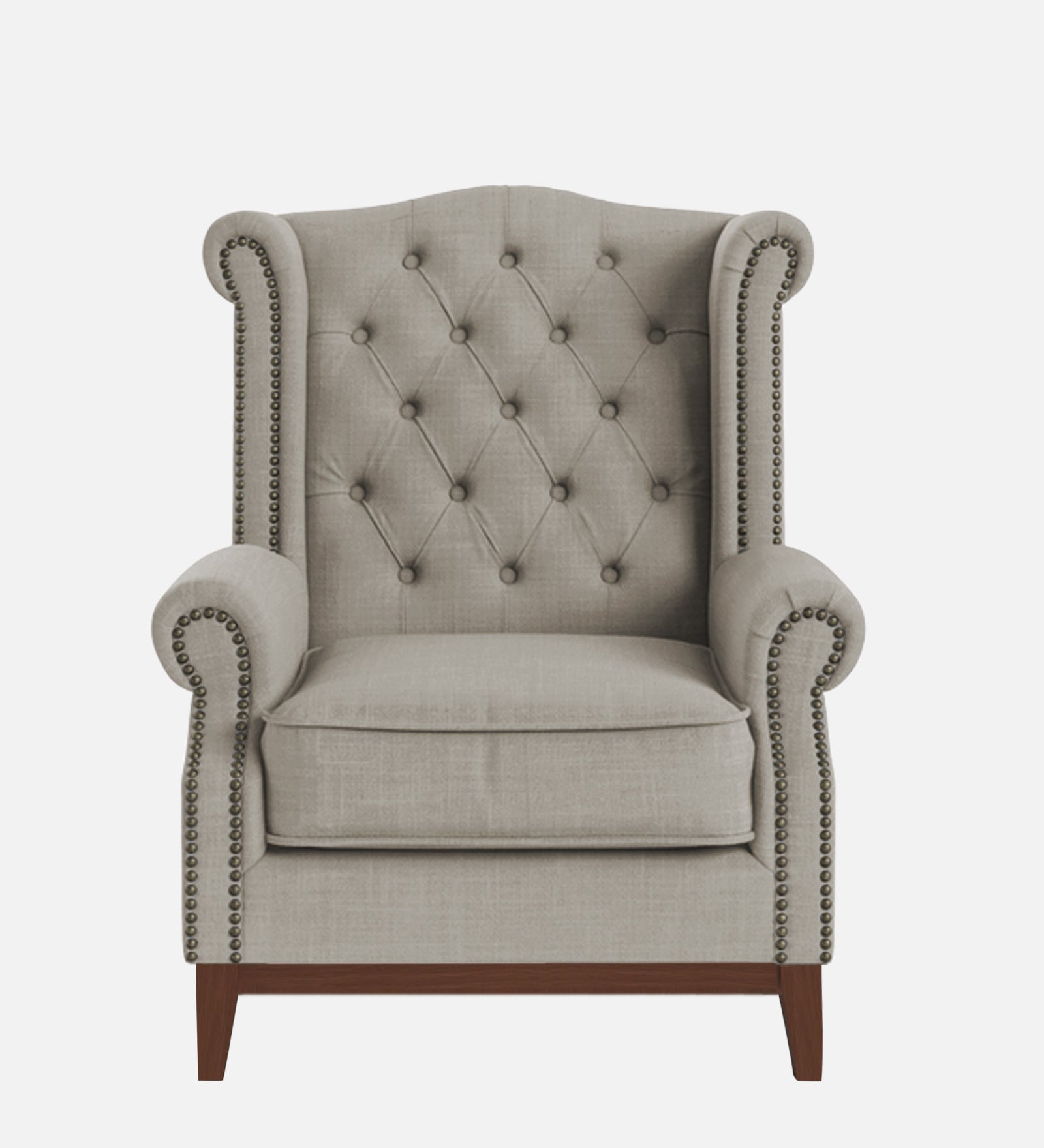 Nory Fabric Wing Chair In Ash Grey Colour - Febonic Living