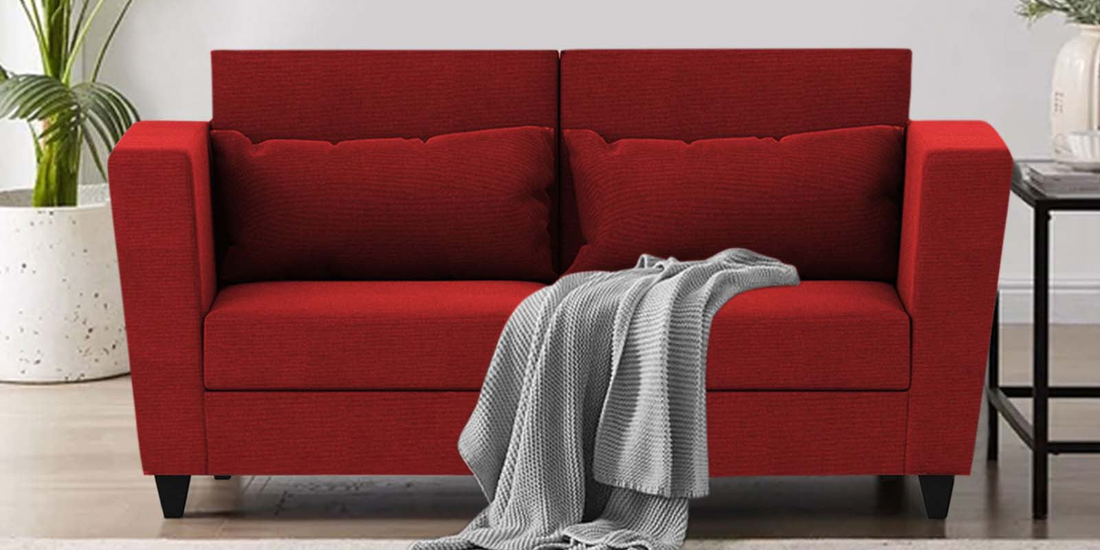 Tokyo Fabric 2 Seater Sofa in Blood Maroon Colour