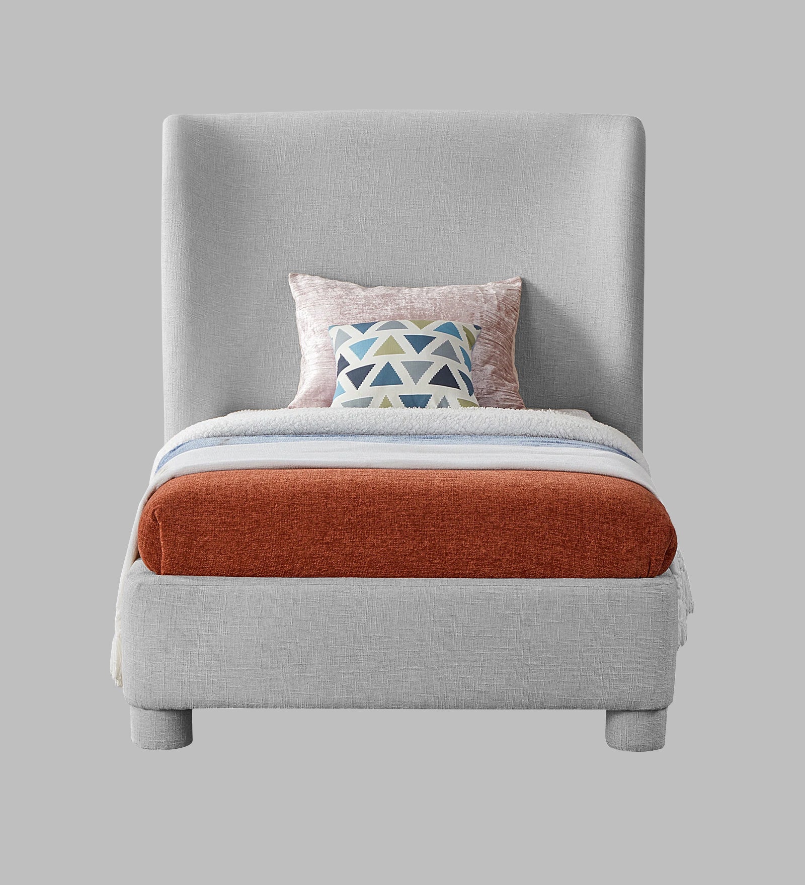 Lenny Fabric Upholstered Single Bed in Lit Grey Colour - Febonic Living