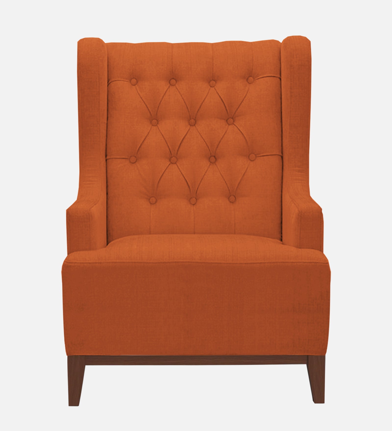 Kuchi Fabric Wing Chair In Vivid Orange Colour - Febonic Living